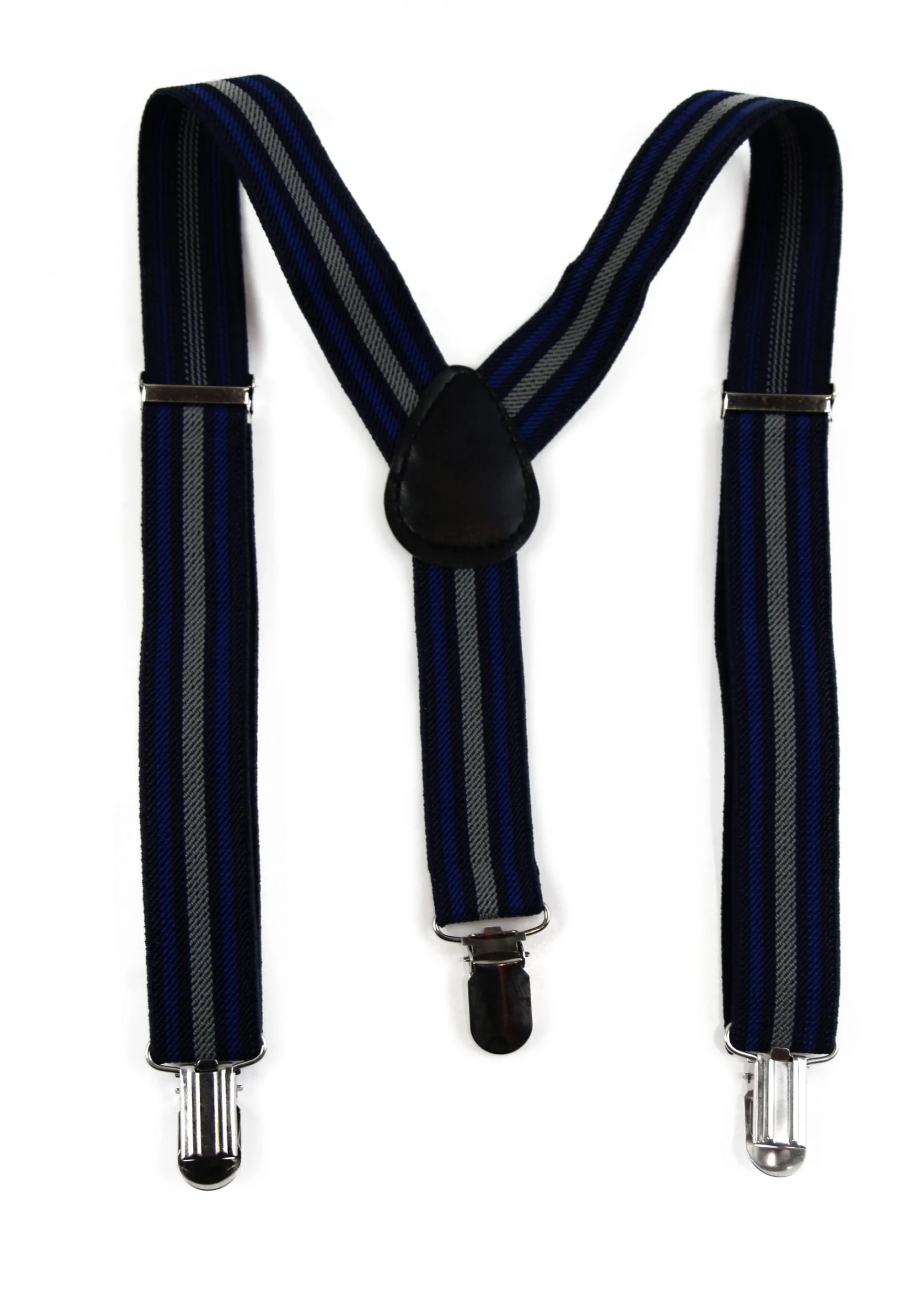 5 Zasel Boys Adjustable Navy, Blue & Grey Striped Patterned Suspenders - Multi - Multi, 5 of 5