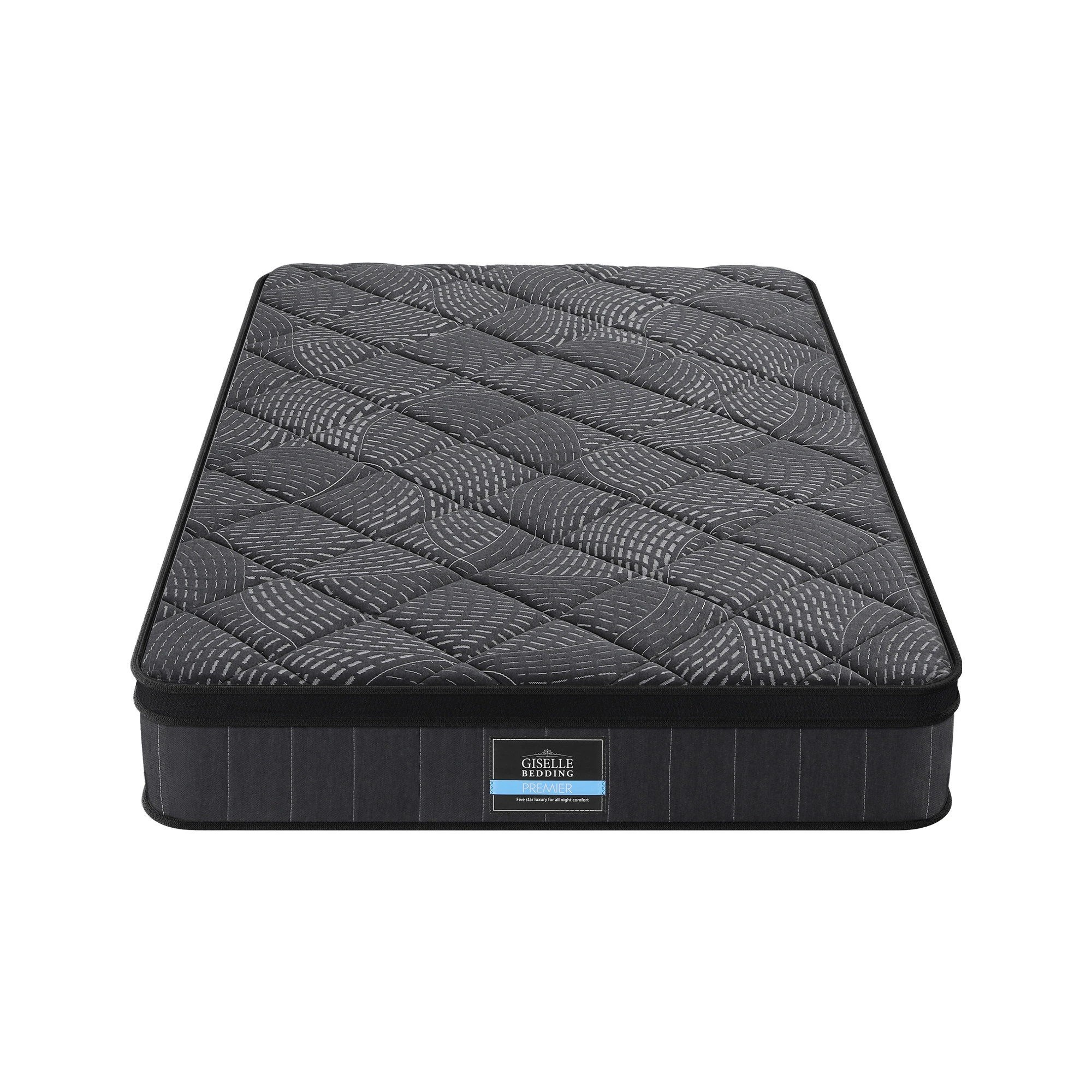 1 Giselle Bedding Single Mattress 25cm Pocket Spring Latex Euro Top Medium Firm - Single Bed - Black, 1 of 3