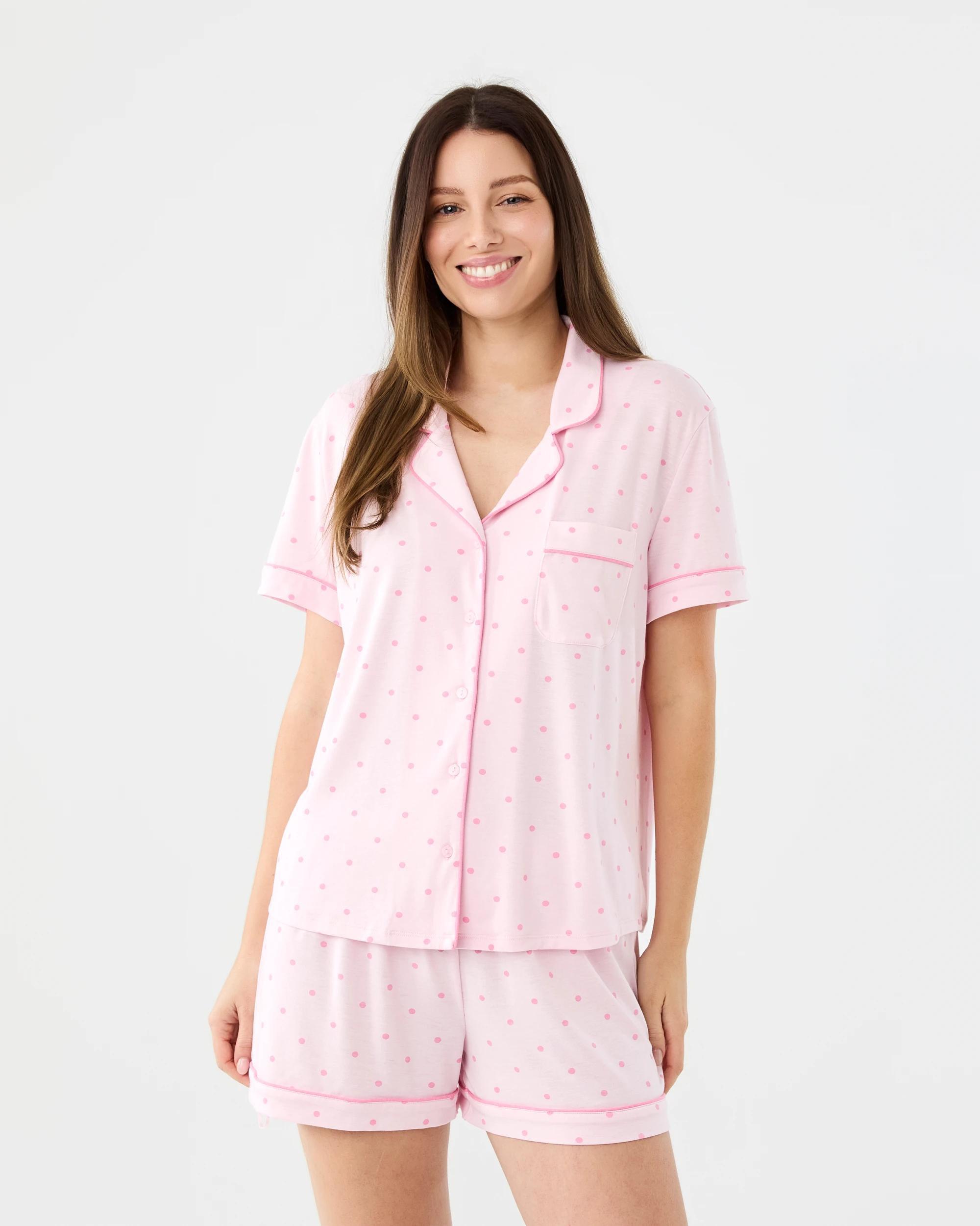 1 Short Sleeve Top and Shorts Comfort Pyjama Set Mini Spot, 1 of 7