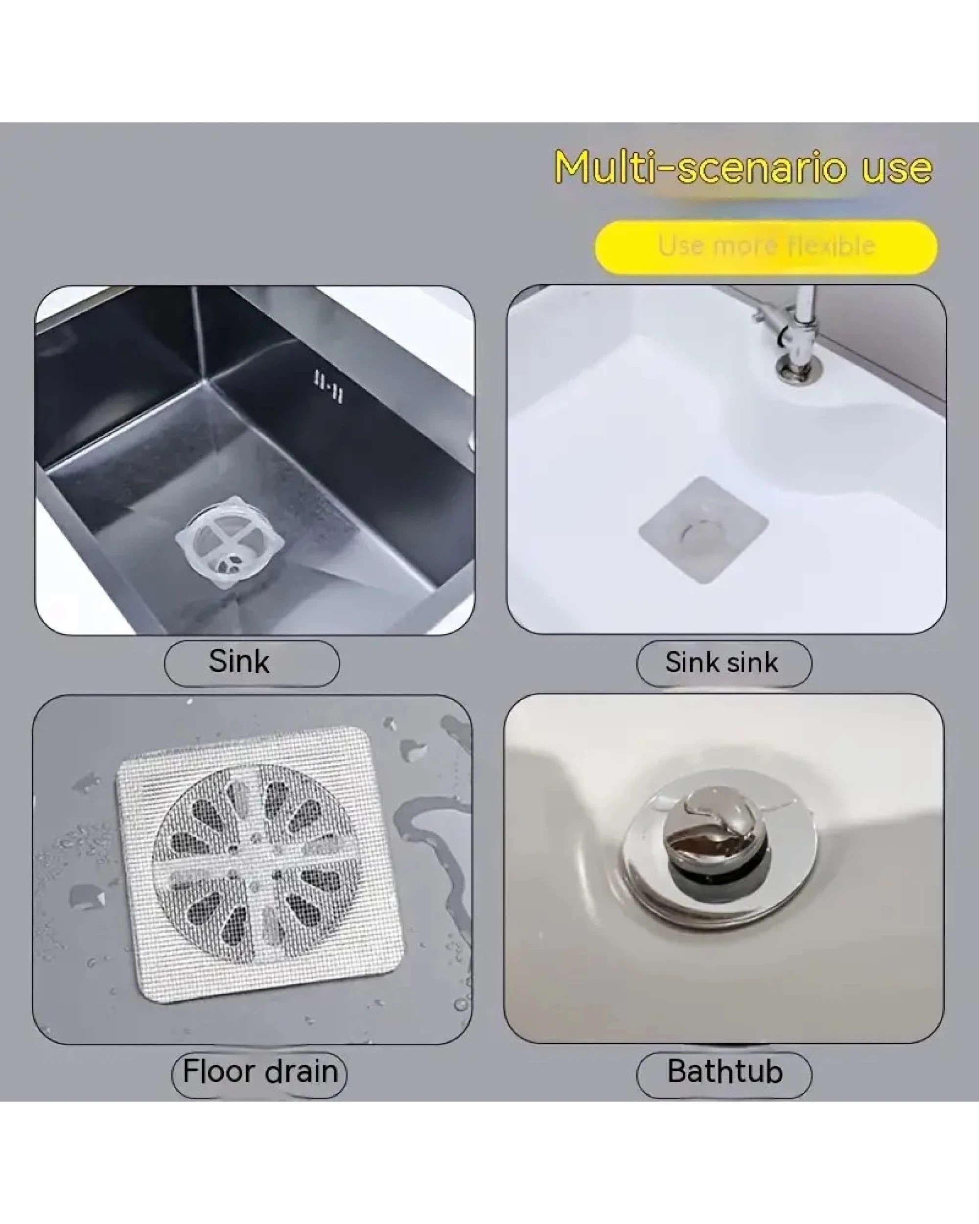 2 BR Home Disposable Floor Drain Sticker Hair Catcher - 10 Pack Anti-Blocking Filter Net, 2 of 4