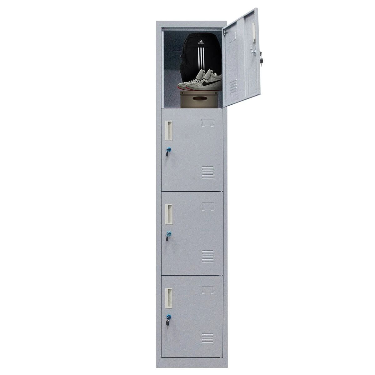 1 AUSWAY Filing Cabinet Storage Steel Metal Locker 4 Doors, 1 of 3