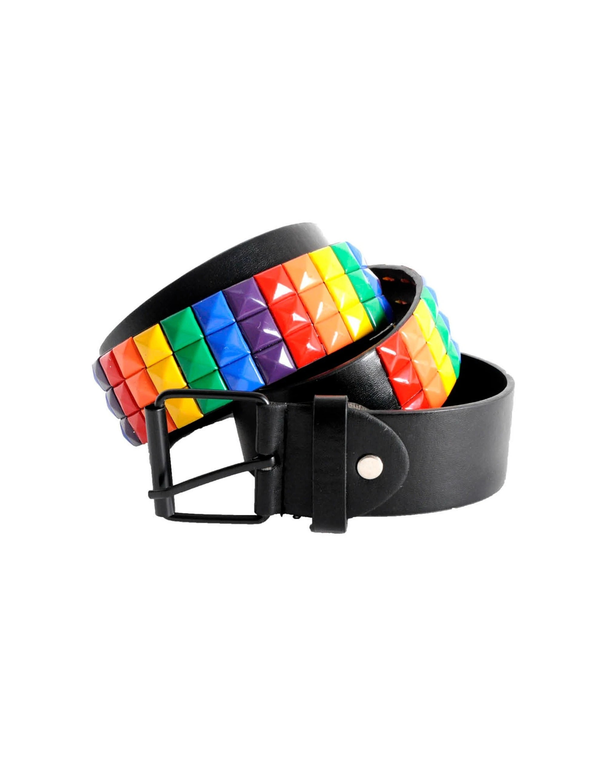 1 JD Party Rainbow Studded Belt Colourful Studded Leather Party Accessory - Multi, 1 of 1