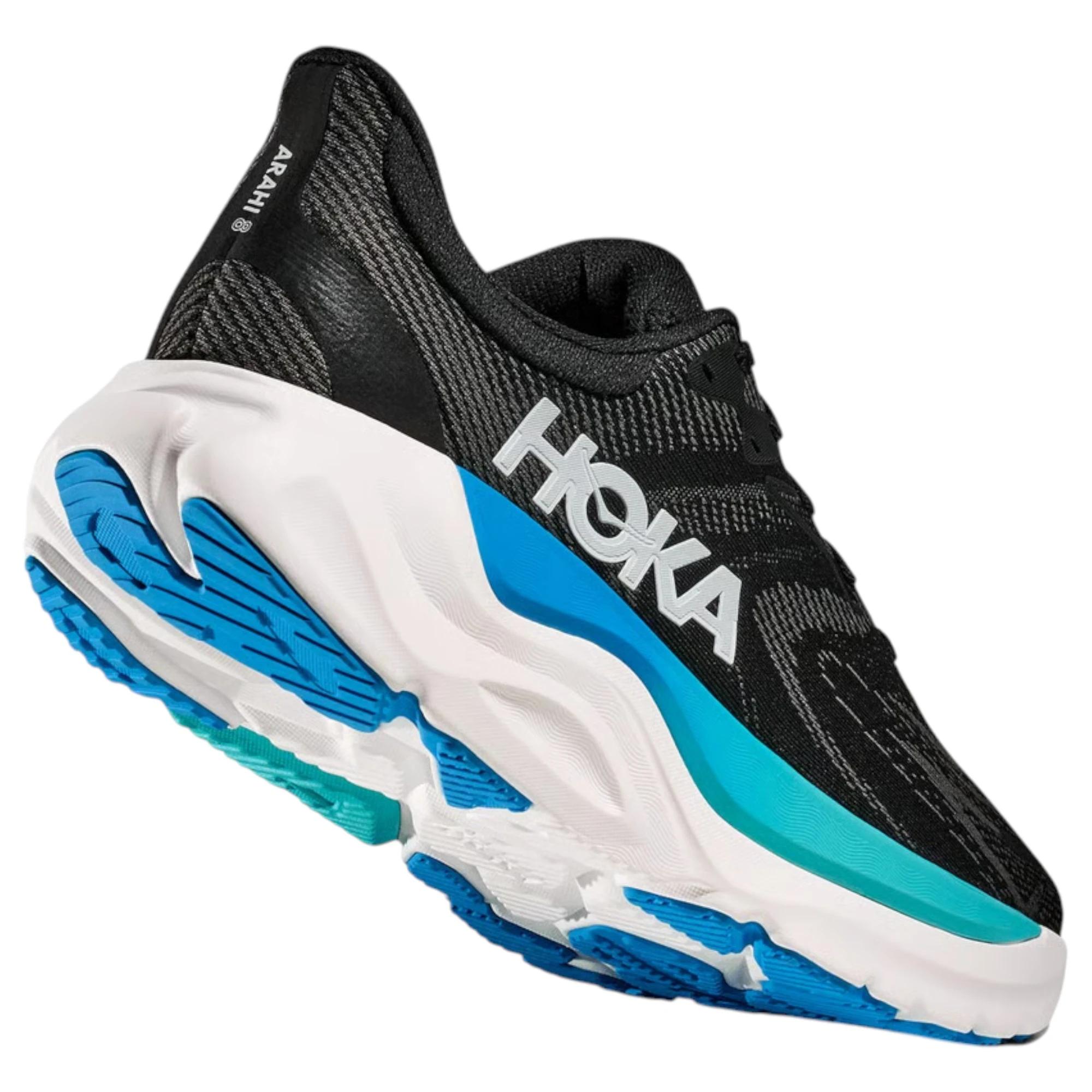 4 Hoka Mens Arahi 8 Athletic Running Shoes BLACK/SKYWARD BLUE, 4 of 7