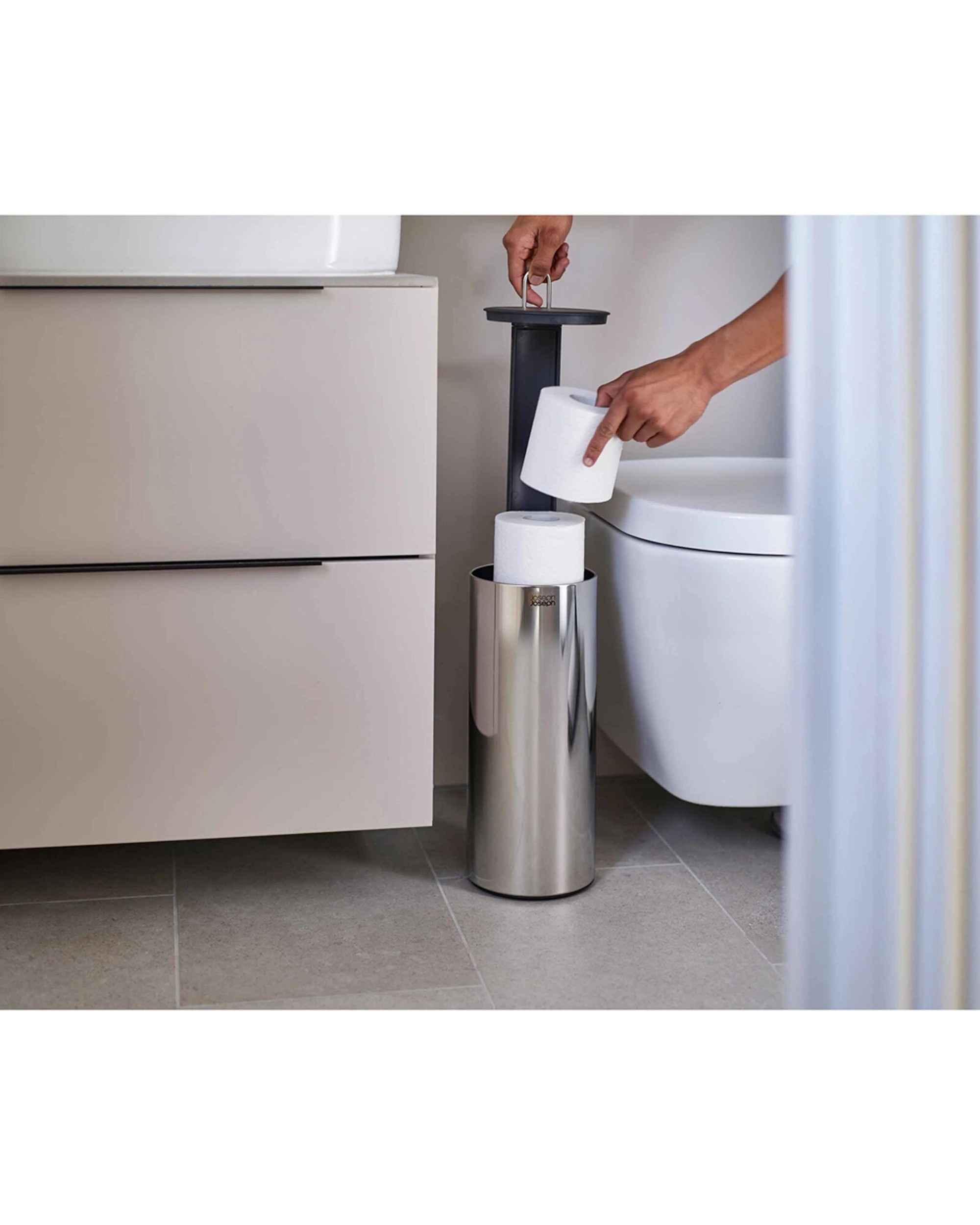 6 Joseph Joseph Easystore Luxe Concealed Stainless Steel Toilet Roll Holder - Silver, 6 of 6