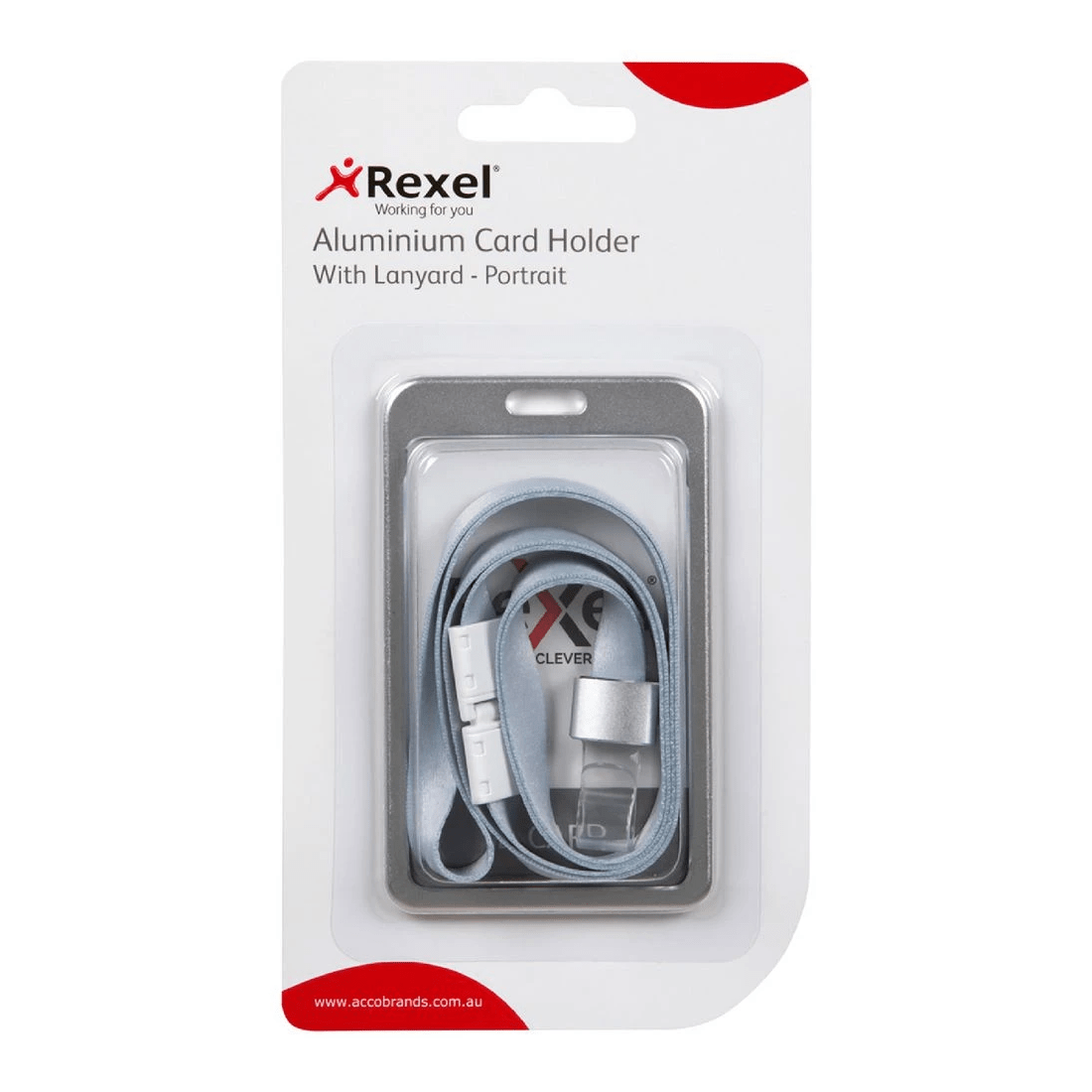 1 Rexel Aluminium Card Holder Portrait with Lanyard Silver, 1 of 2