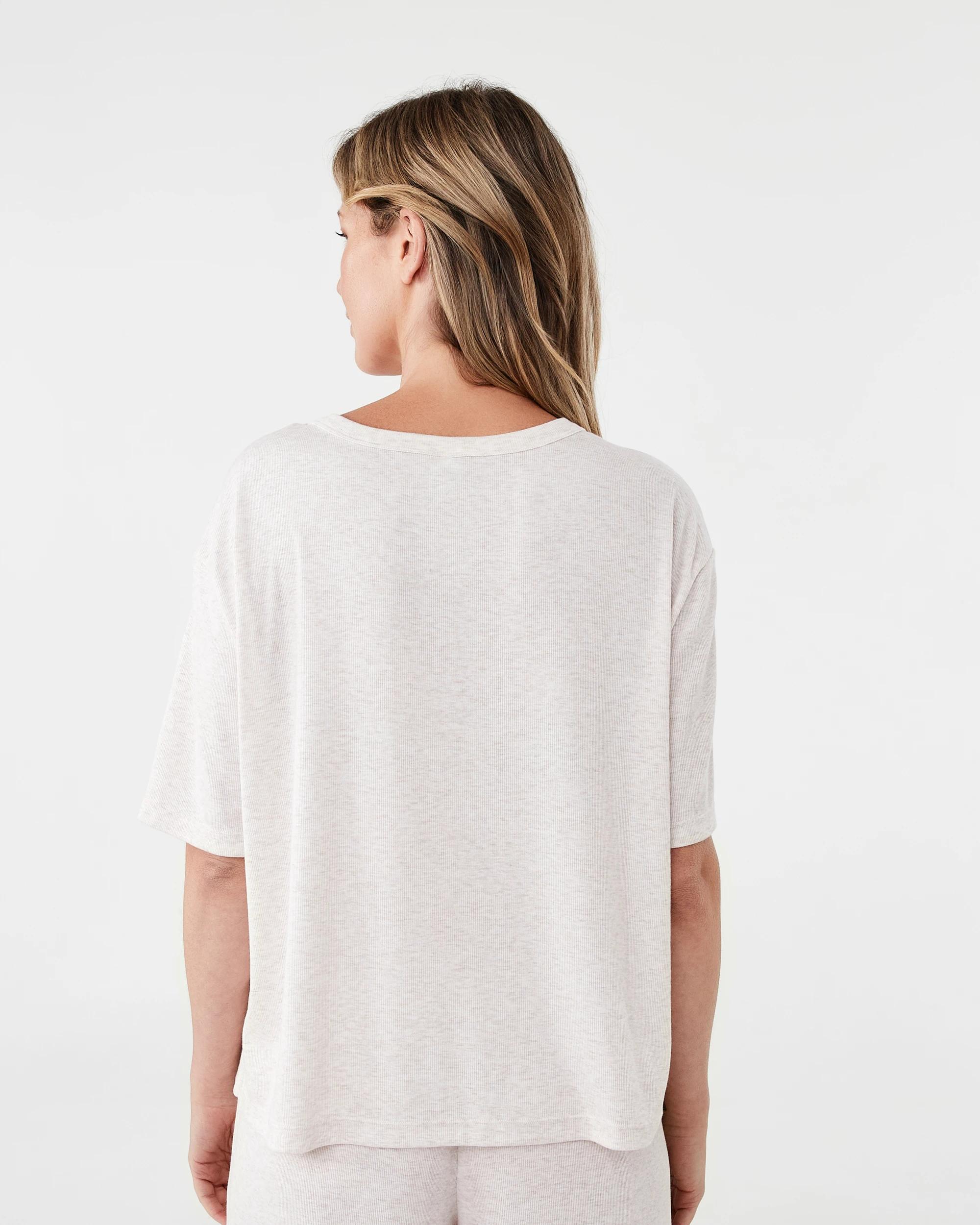 3 Rib Comfort T-shirt Marled Oat, 3 of 7