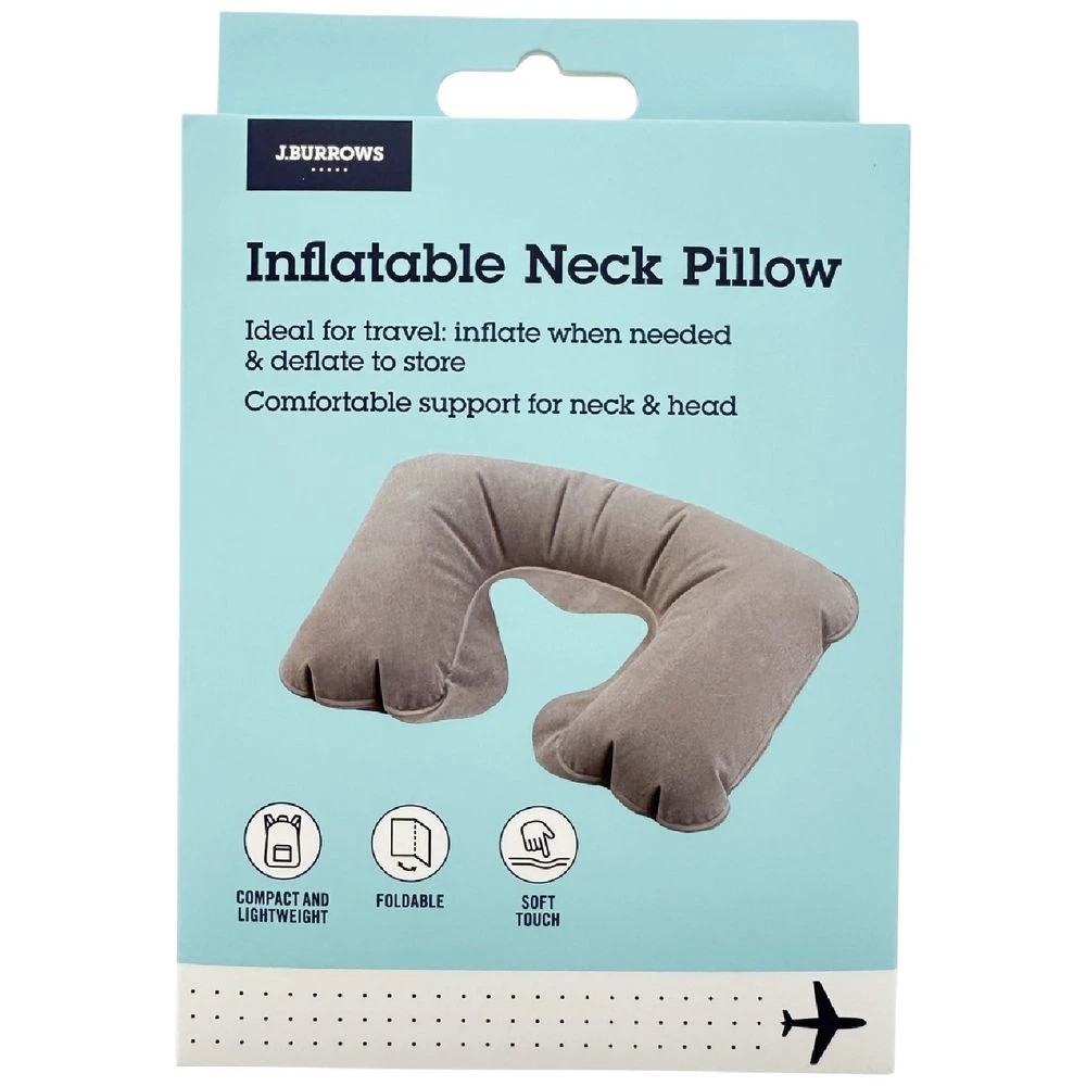 1 J.Burrows Inflatable Neck Pillow Grey, 1 of 5