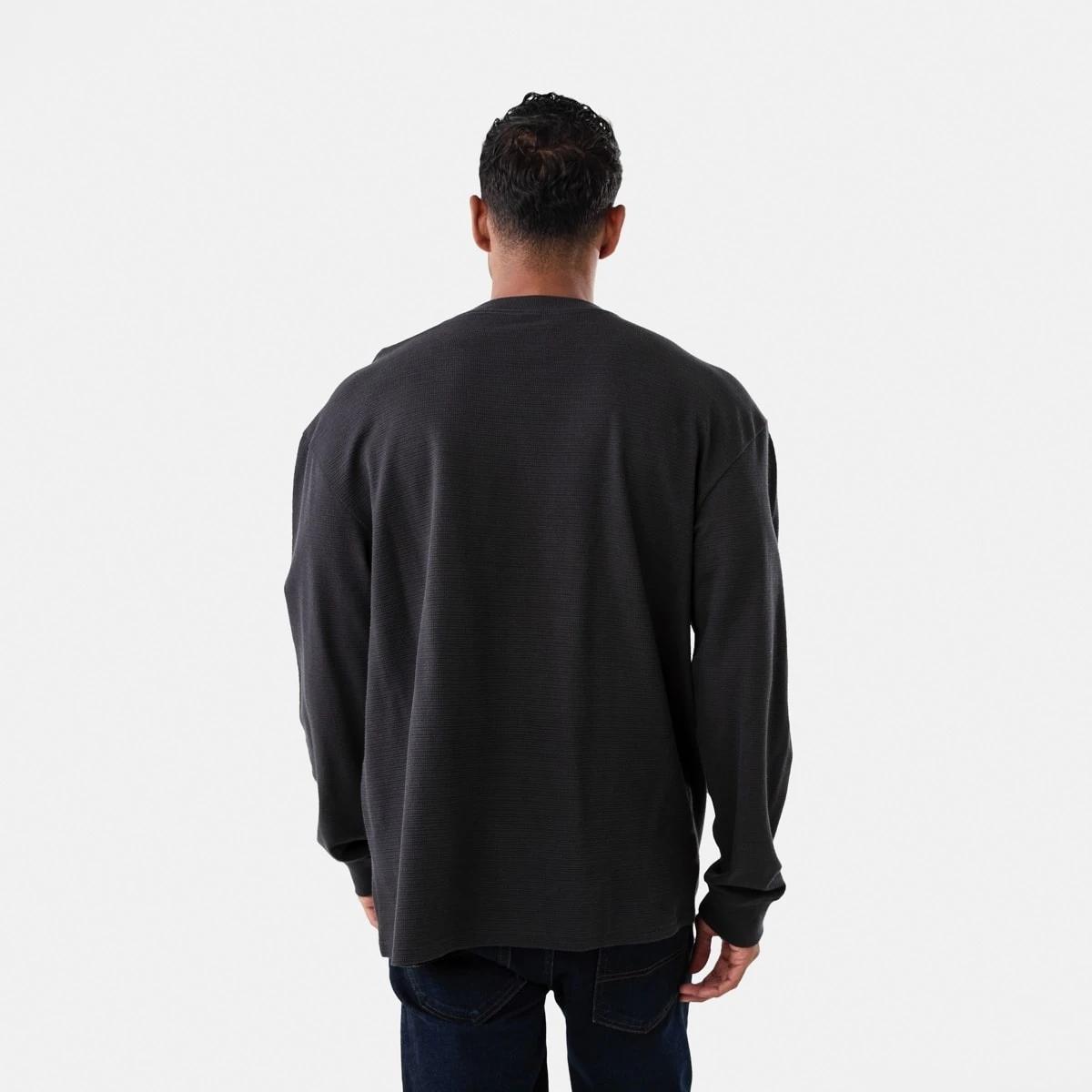 3 Long Sleeve Oversized Textured T-shirt Blk Oyster, 3 of 5