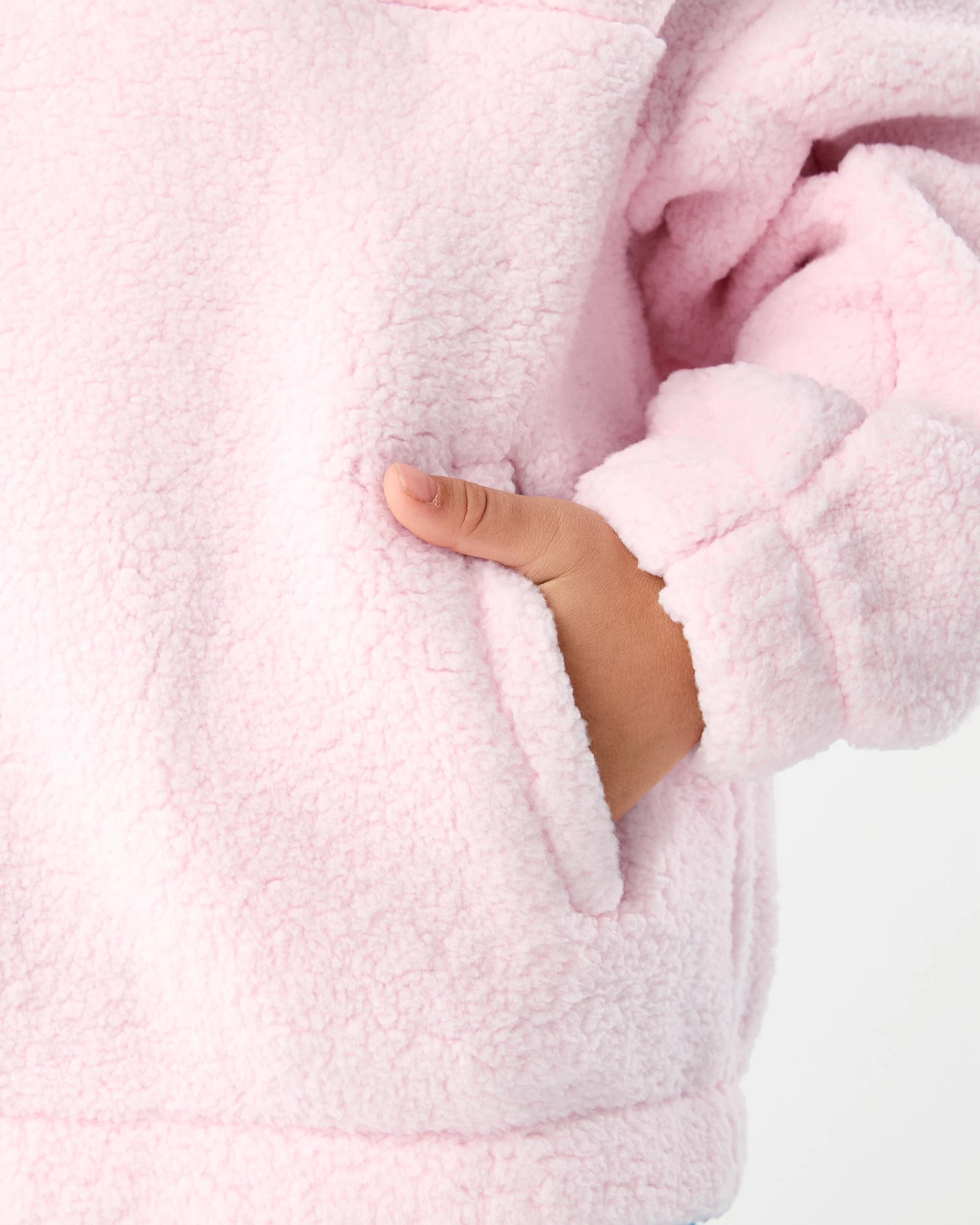 6 Quarter Zip Teddy Fleece Sweatshirt Pnk Cherry, 6 of 7