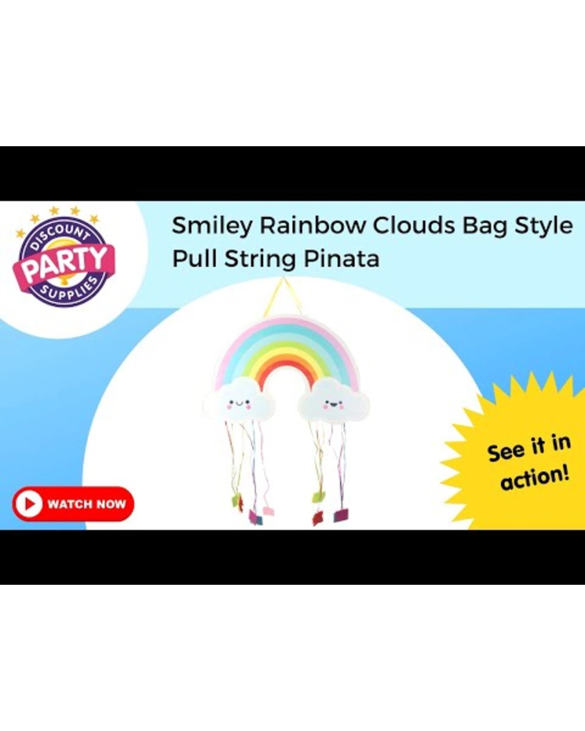 4 Party Maker Smiley Rainbow Clouds Bag Style Pull String Pinata, 4 of 4