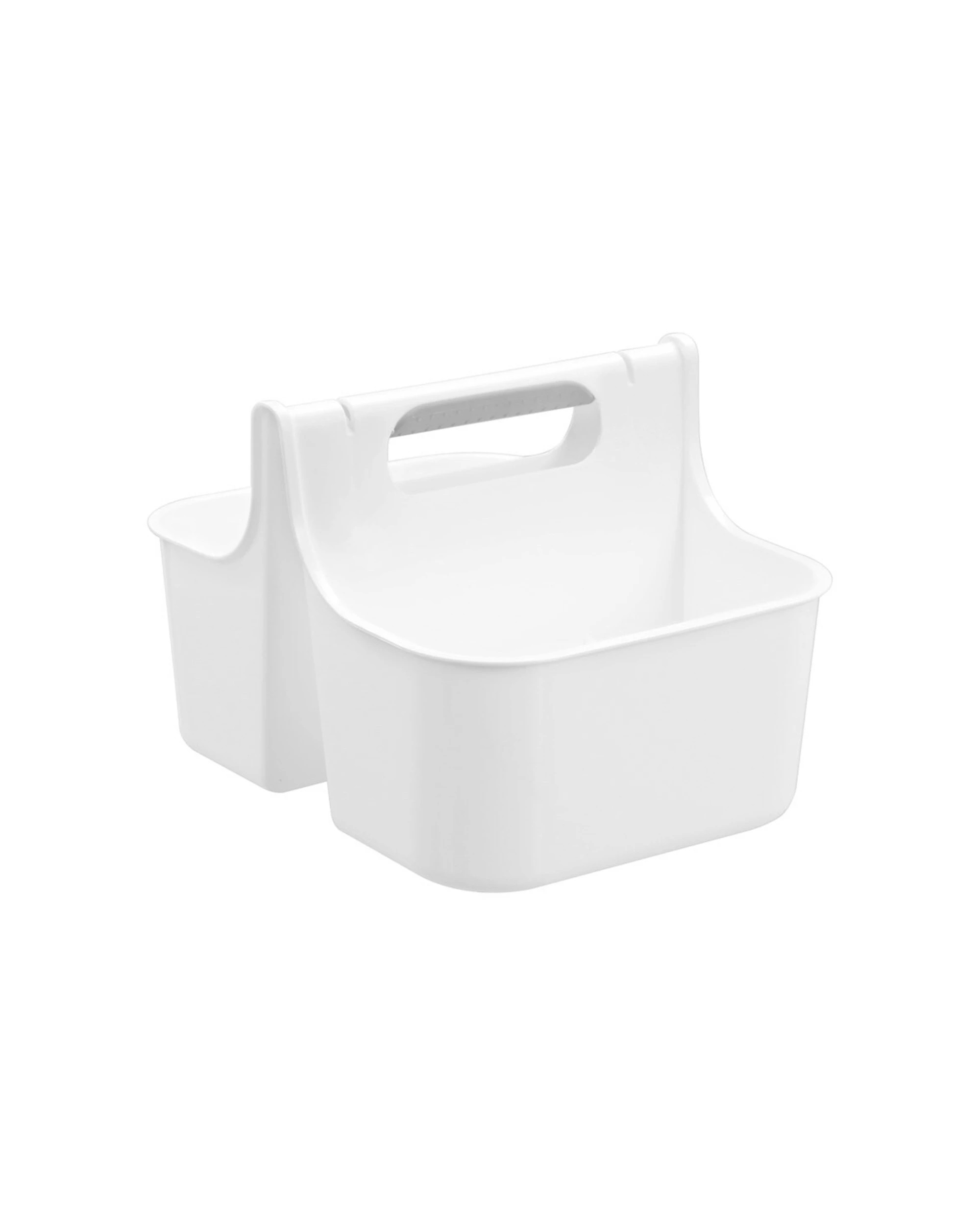 3 Boxsweden 2-Compartment Bathroom Caddy Large Lightweight Secure Grip Handle - White, 3 of 5