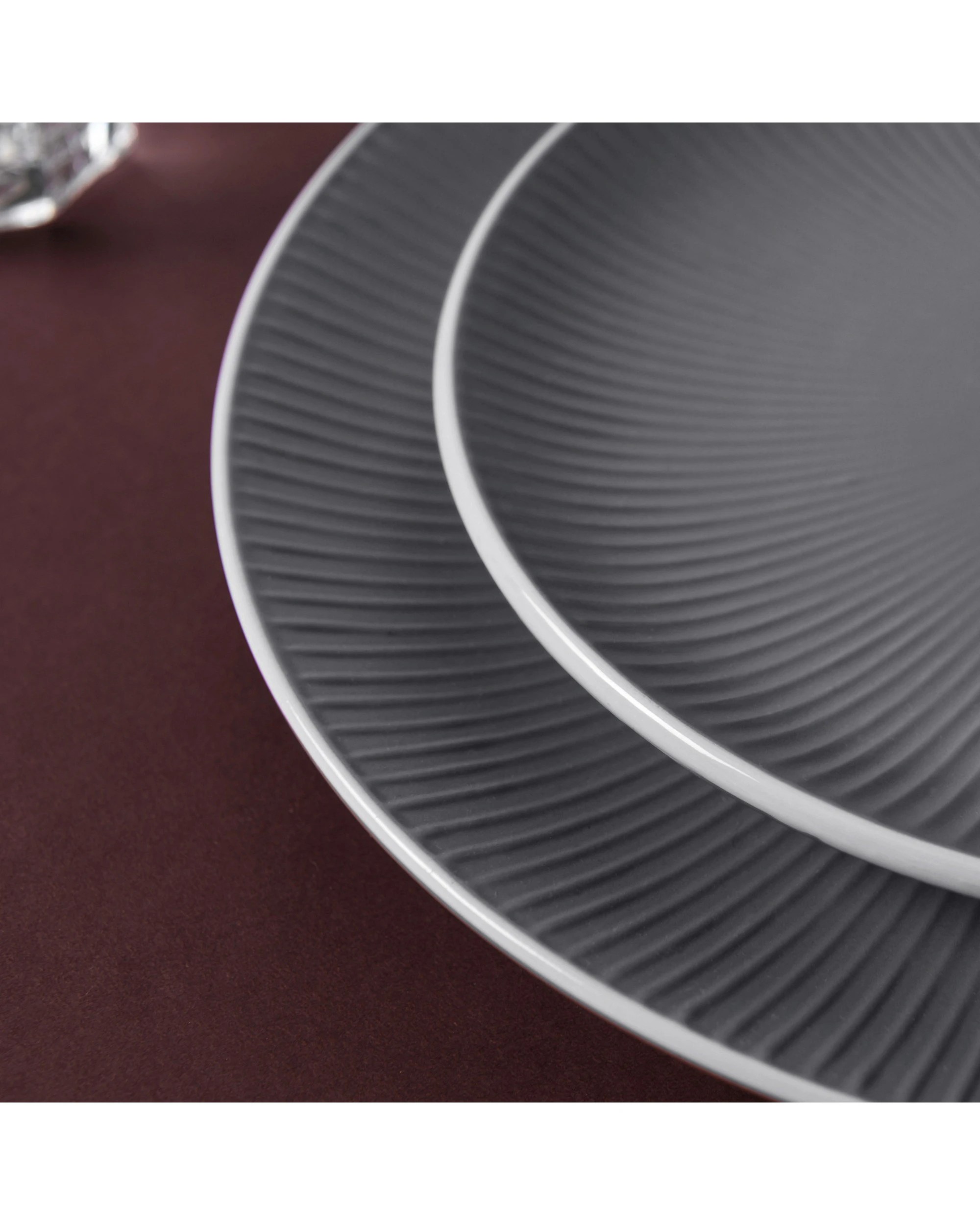 3 Cadence & Co. Maze 12-Piece Ribbed Matte Glaze Dinner Set 4 person - Matte Glaze Grey, 3 of 6