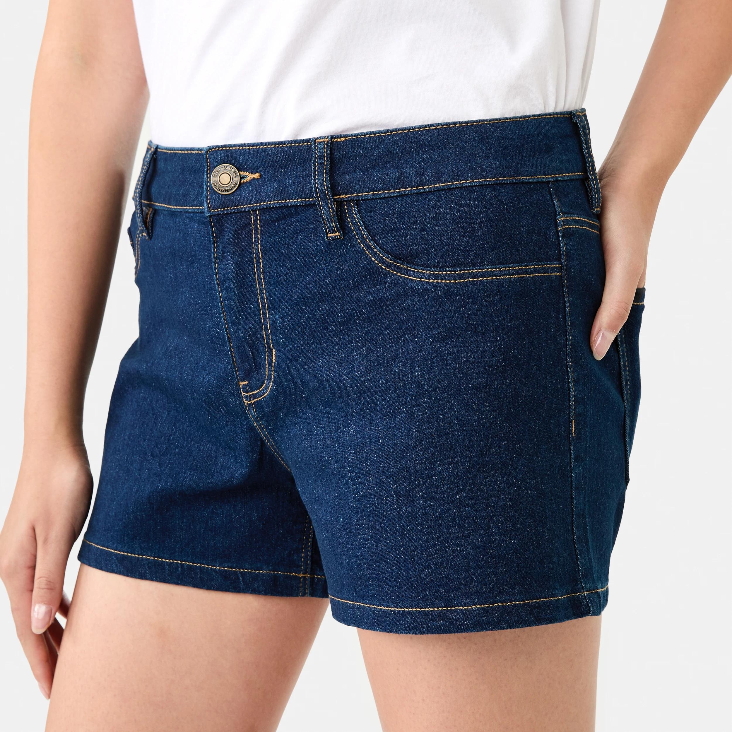 3 Mid Rise Denim Shorts INDIGO WASH, 3 of 8