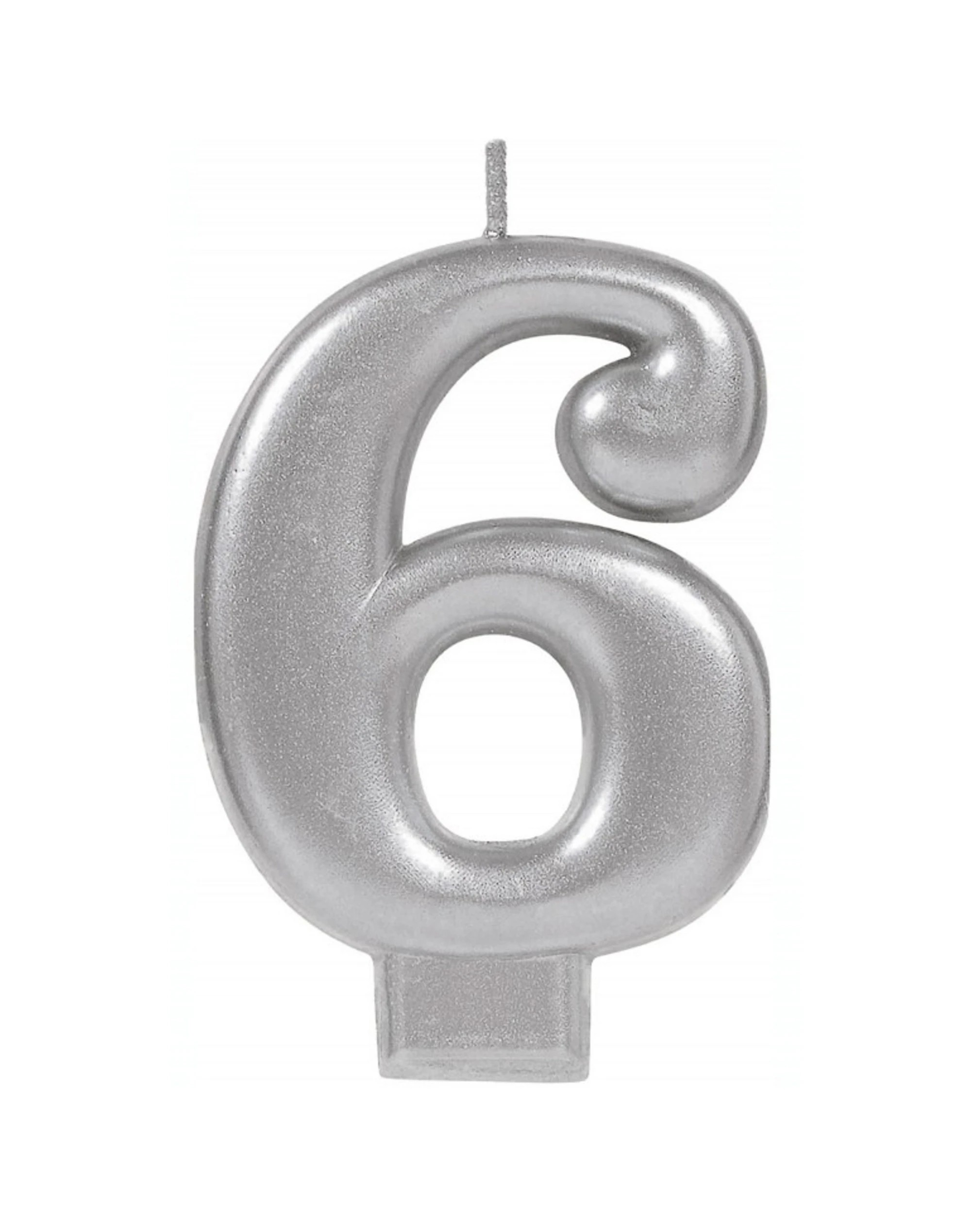 1 Amscan Inc. Metallic Number 6 Candle - Silver, 1 of 1