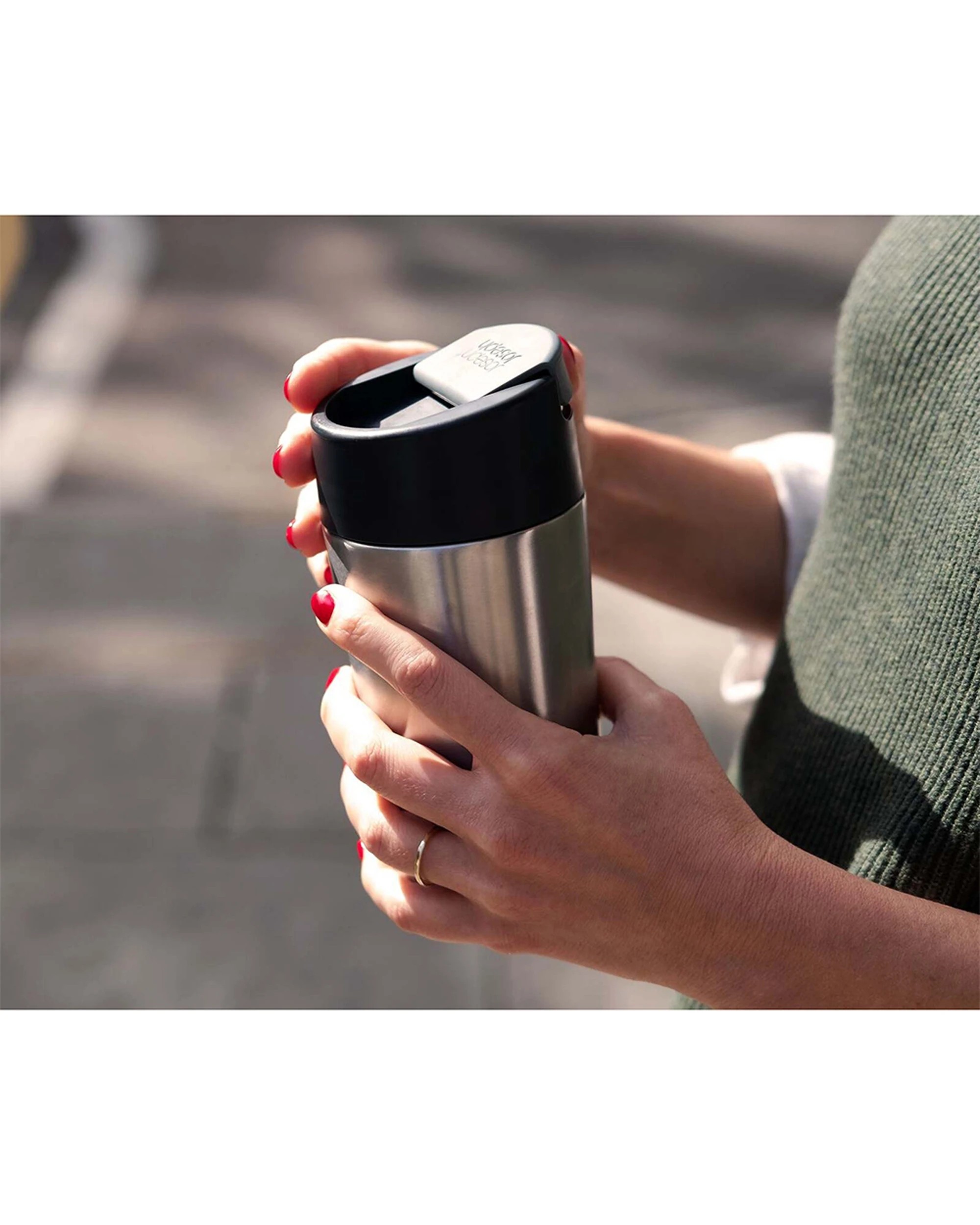2 Joseph Joseph Sipp Stainless Steel 454ml Travel Mug - Anthracite - Grey, 2 of 4