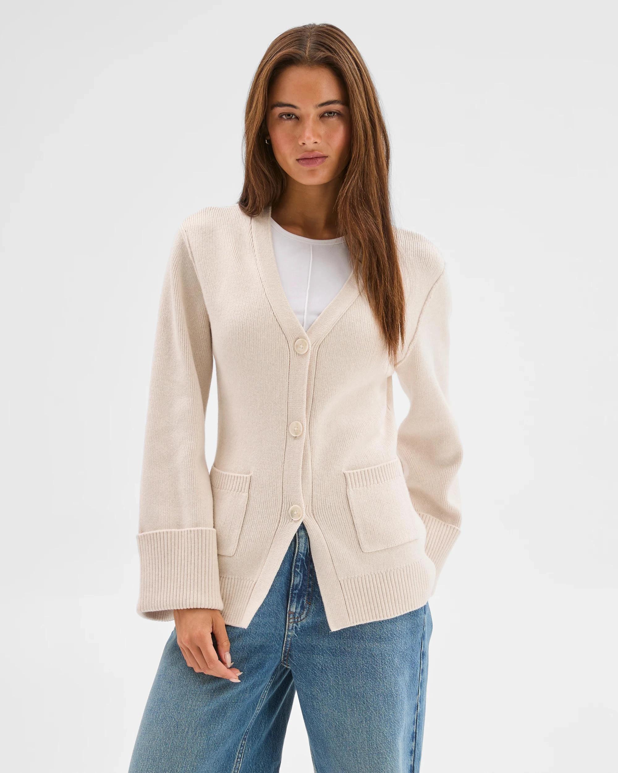 1 Lily Loves Australian Cotton Blend Longline Cardigan OAT, 1 of 8