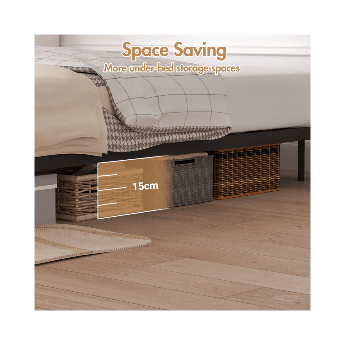 4 Advwin Queen Floating Bed Frame With Led Lights Metal Platform, 4 of 9