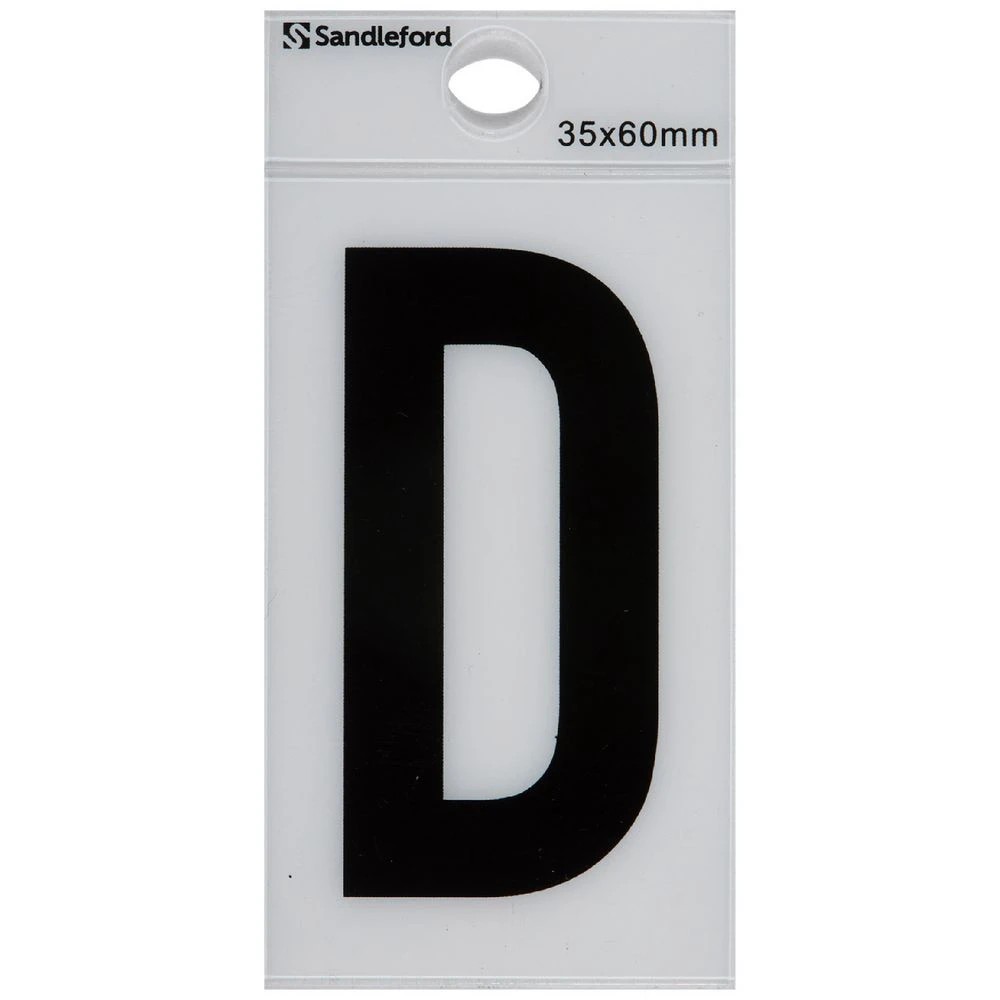 1 Sandleford D Self-adhesive Letter White 60 x 35mm, 1 of 1