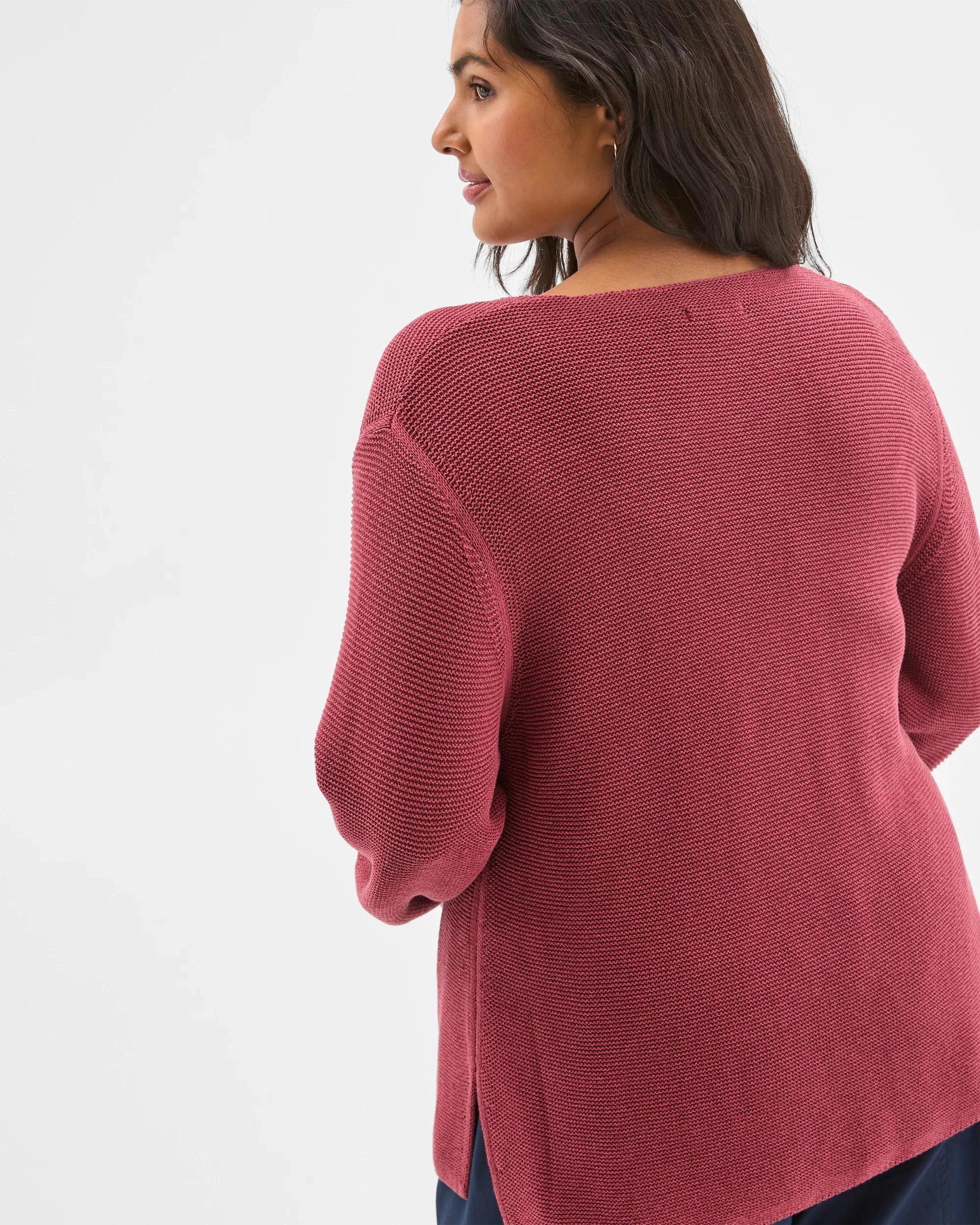 5 Target Curve Plus Size Australian Cotton Blend V-Neck Ottoman Twist Sweater MULBERRY, 5 of 5