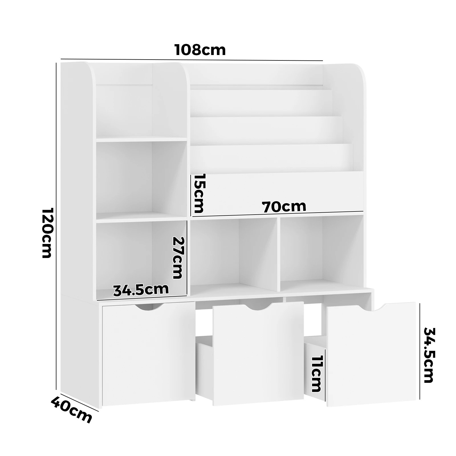 10 Oikiture Kids Bookcase Toy Organiser Cabinet Bookshelf With Chest Storage
 - White, 10 of 10