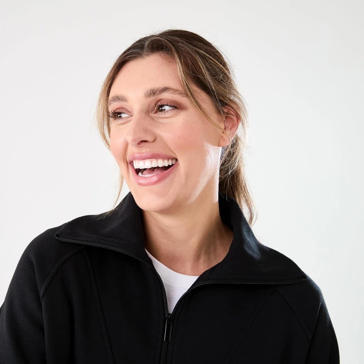 4 Active Womens Fleece 1/2 Zip Jumper BLACK, 4 of 6