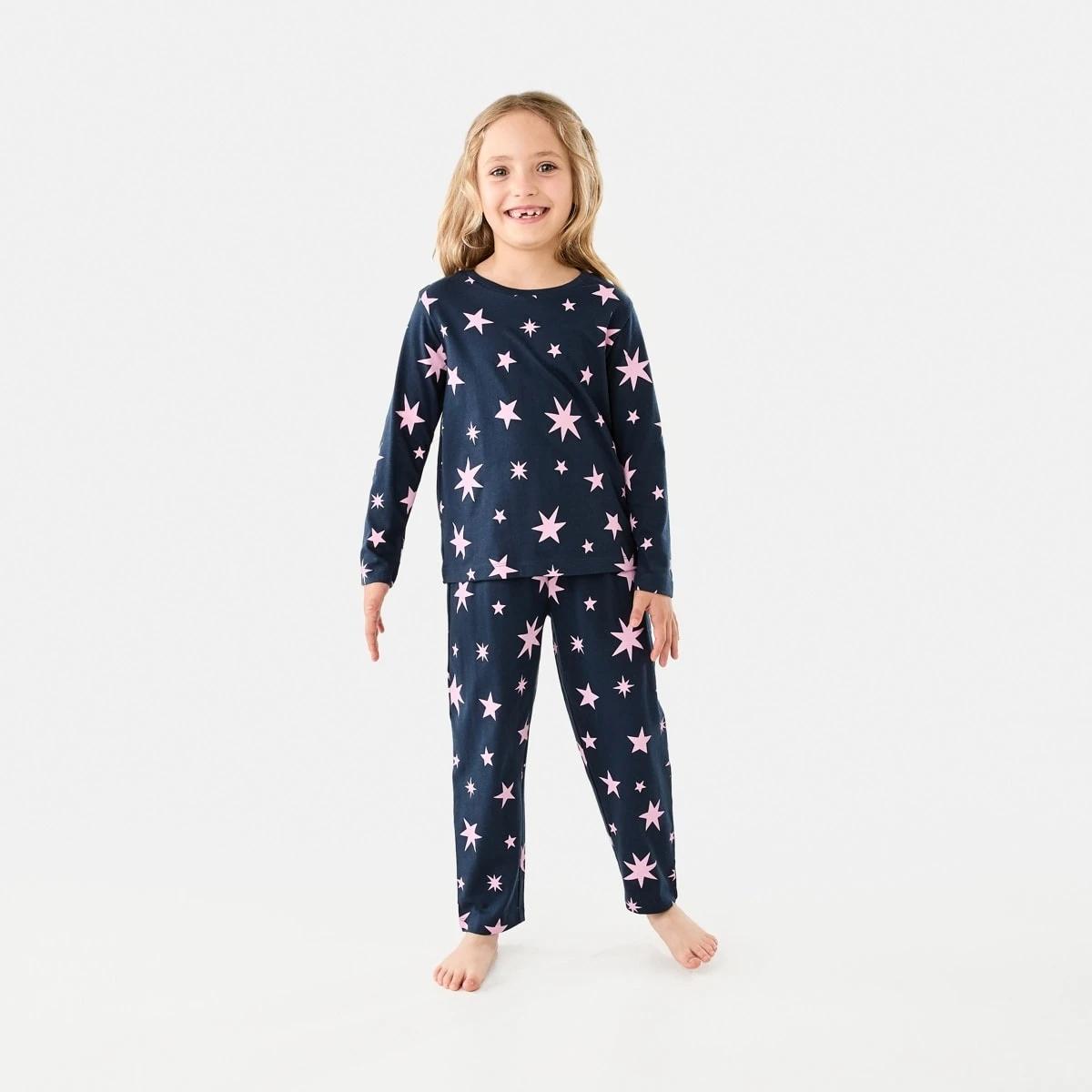 1 Knit Pyjama Set Nvy Stars, 1 of 8
