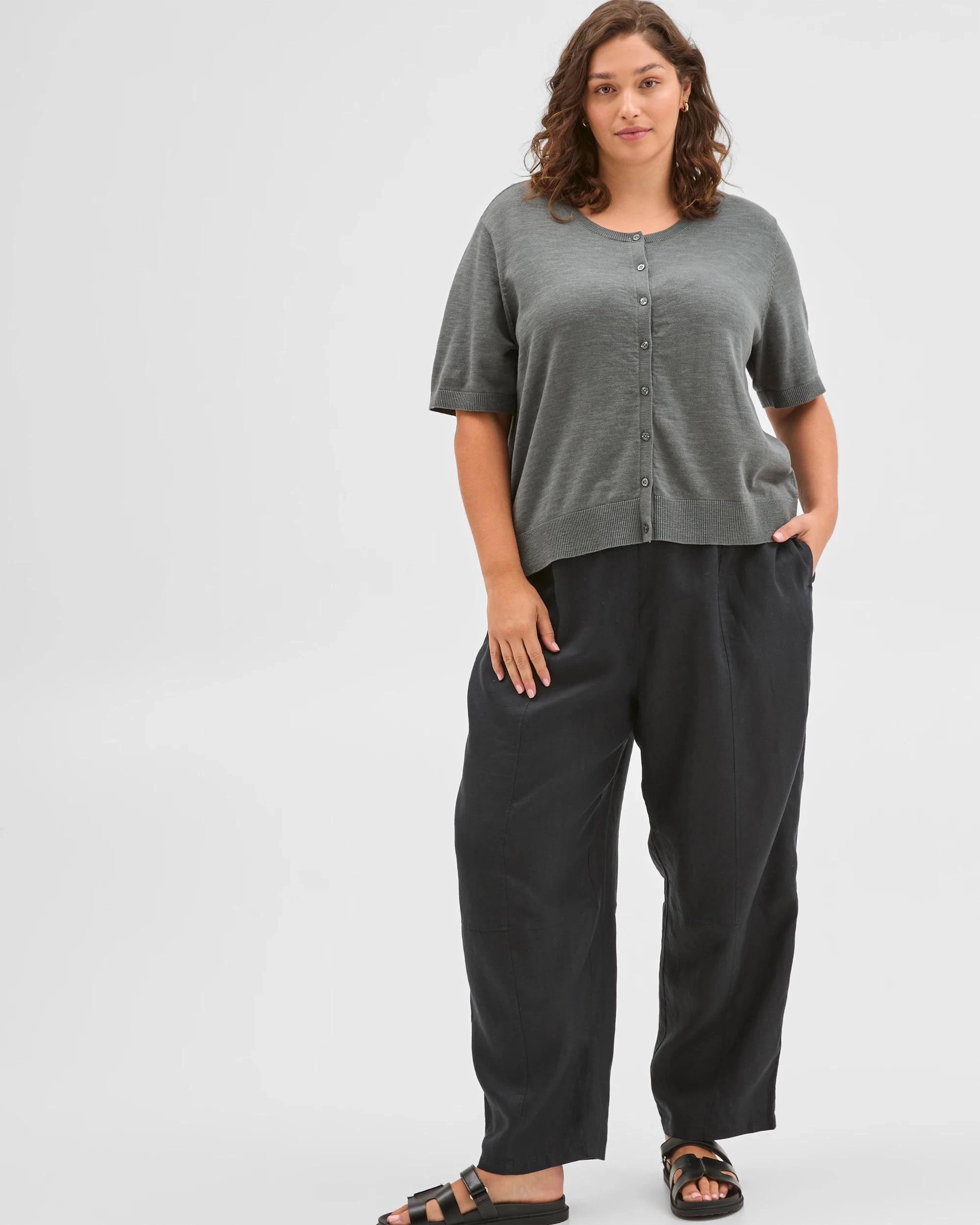 2 Target Curve Plus Size Australian Cotton Blend Short Sleeve Cardigan DUSTY OLIVE, 2 of 5