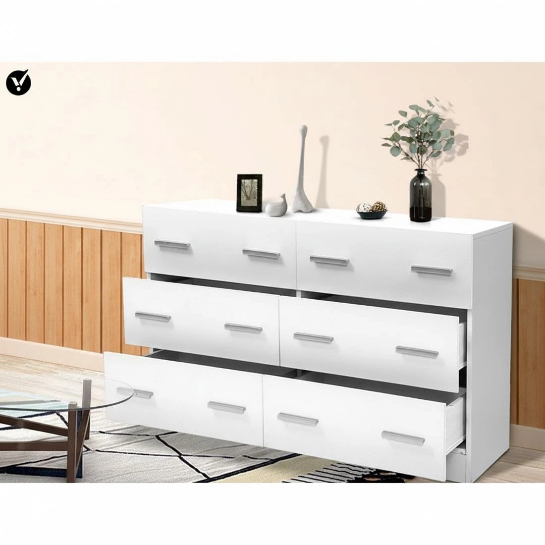 6 Artiss 6 Chest of Drawers - VEDA - White, 6 of 8