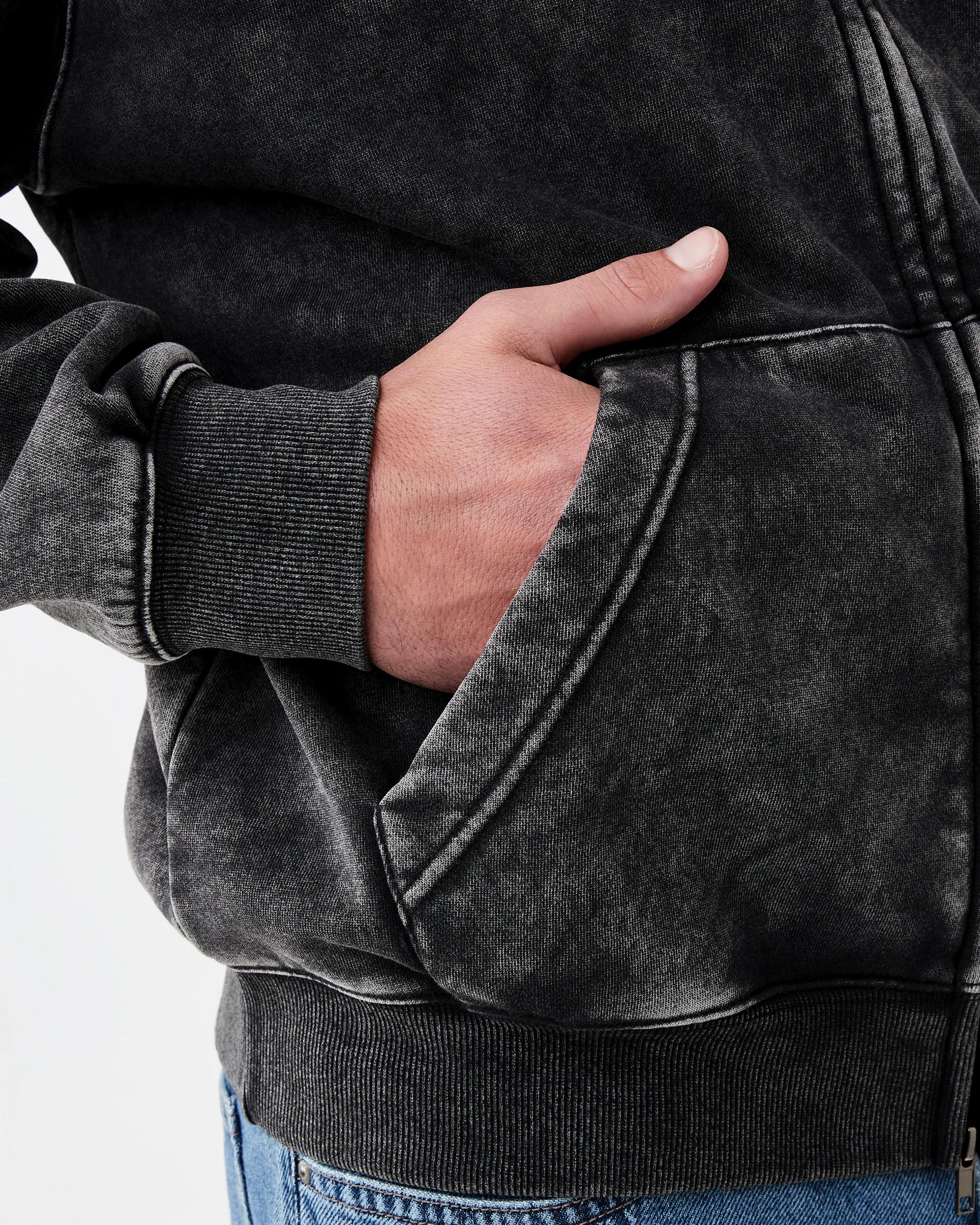 7 Boxy Zip Through Hoodie Black, 7 of 8