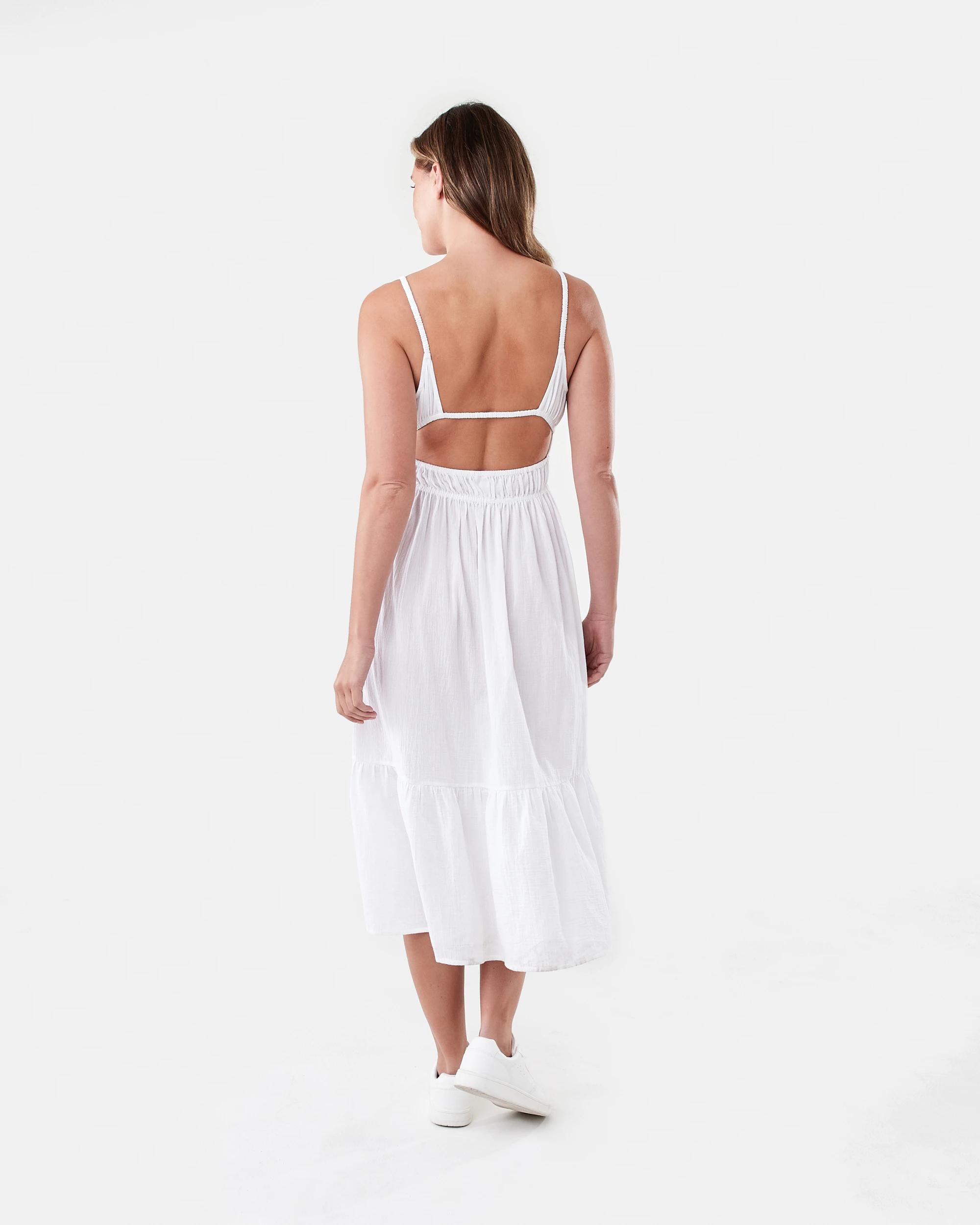3 Swimwear Strappy Maxi Beach Dress White, 3 of 8