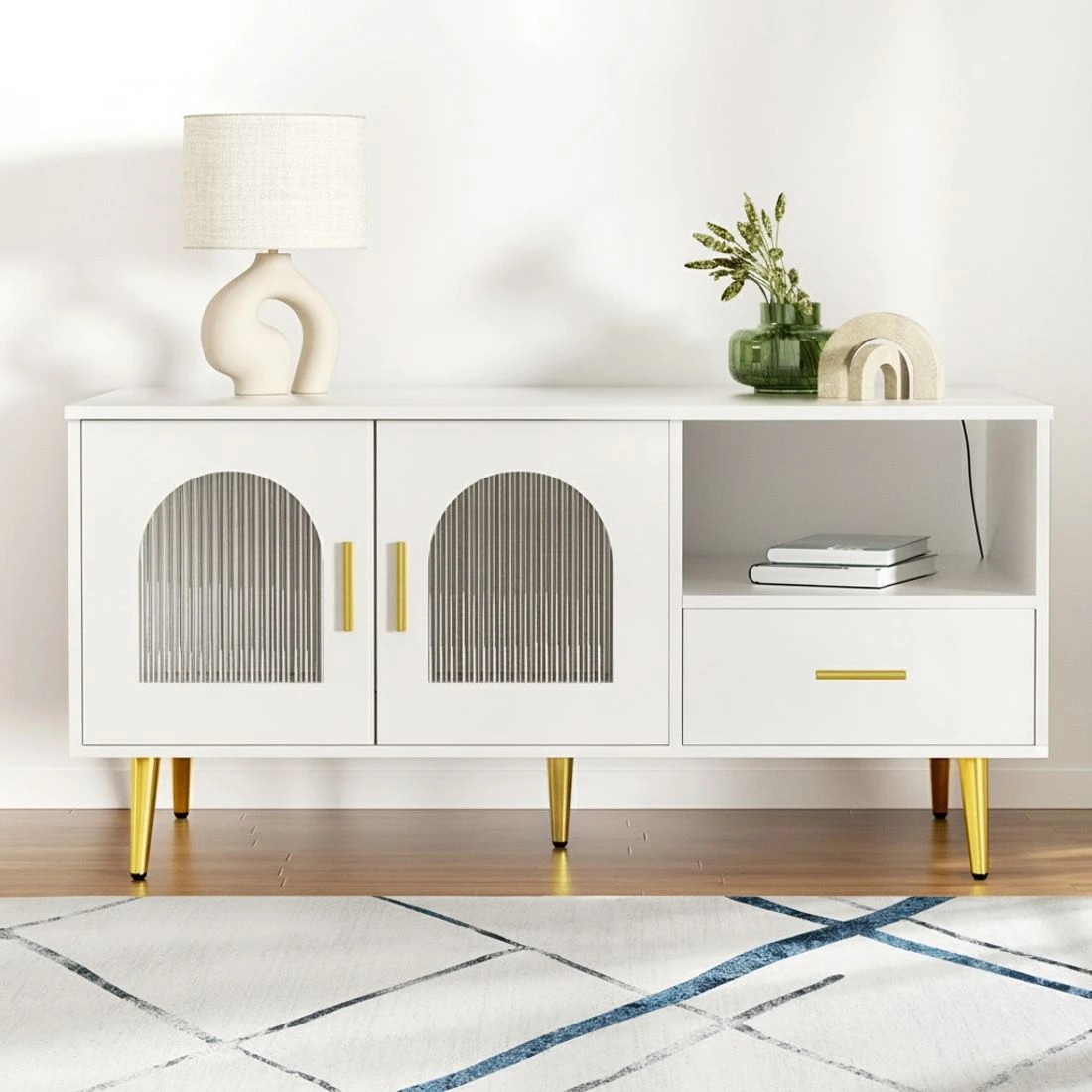 5 Artiss LED Coffee Table Shelf Drawer Storage - White, 5 of 6