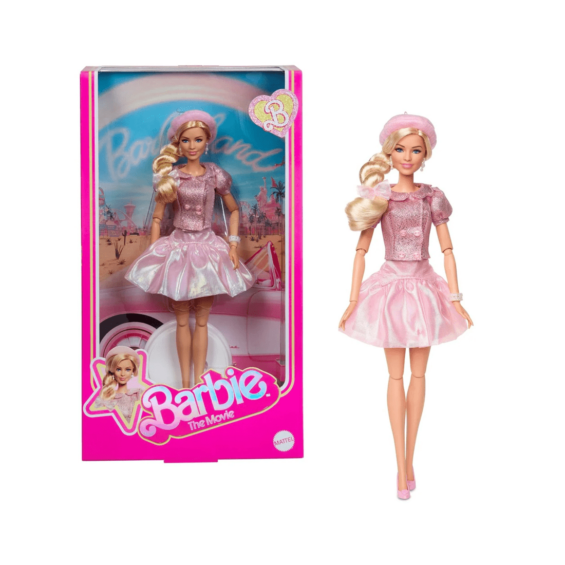 1 Mattel Barbie the Movie Barbie Pink Puffy Dress with Pink Beret Collector Fashion Doll - Pink, 1 of 10