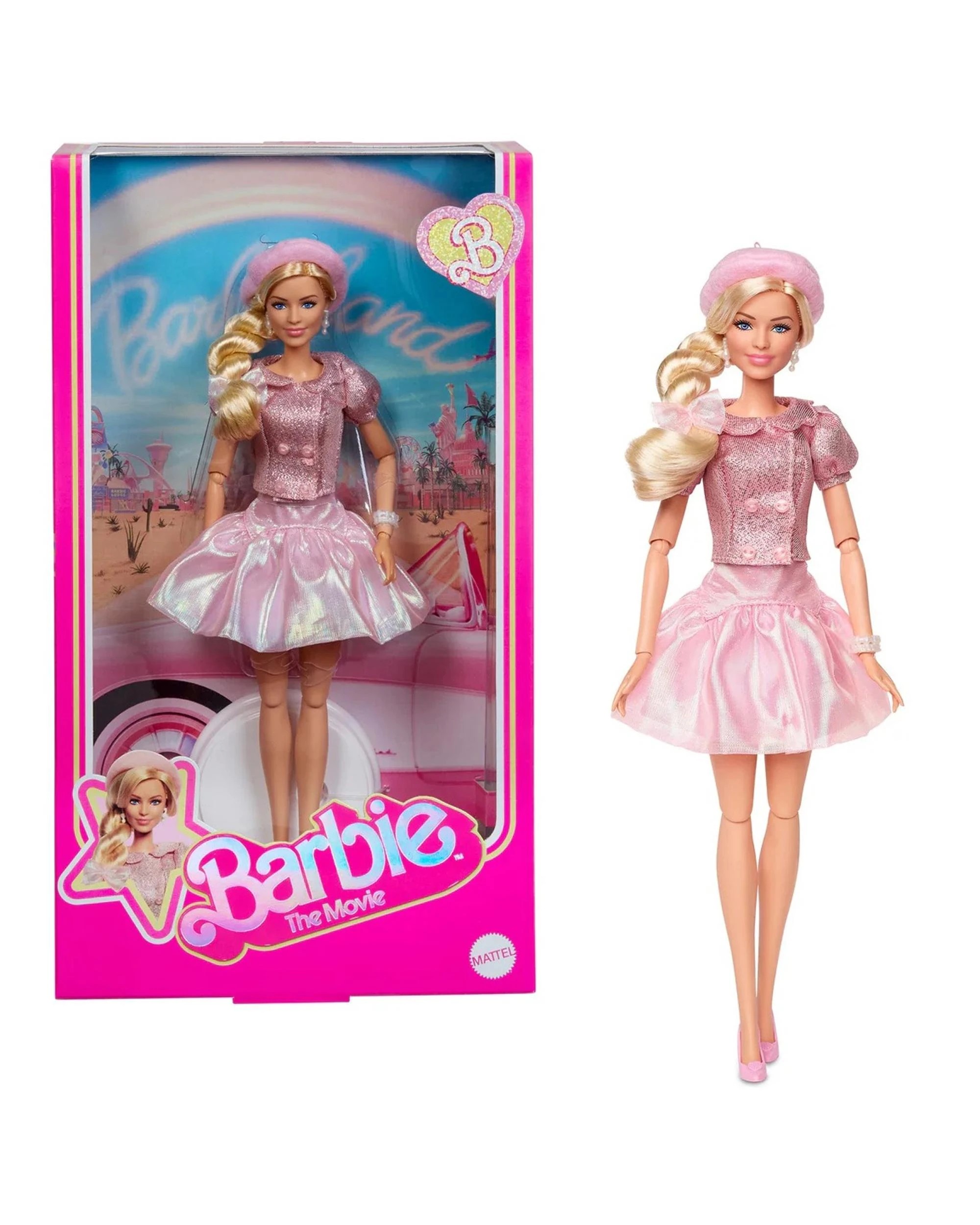 1 Barbie the Movie Barbie Pink Puffy Dress with Pink Beret Collector Fashion Doll - Pink, 1 of 10