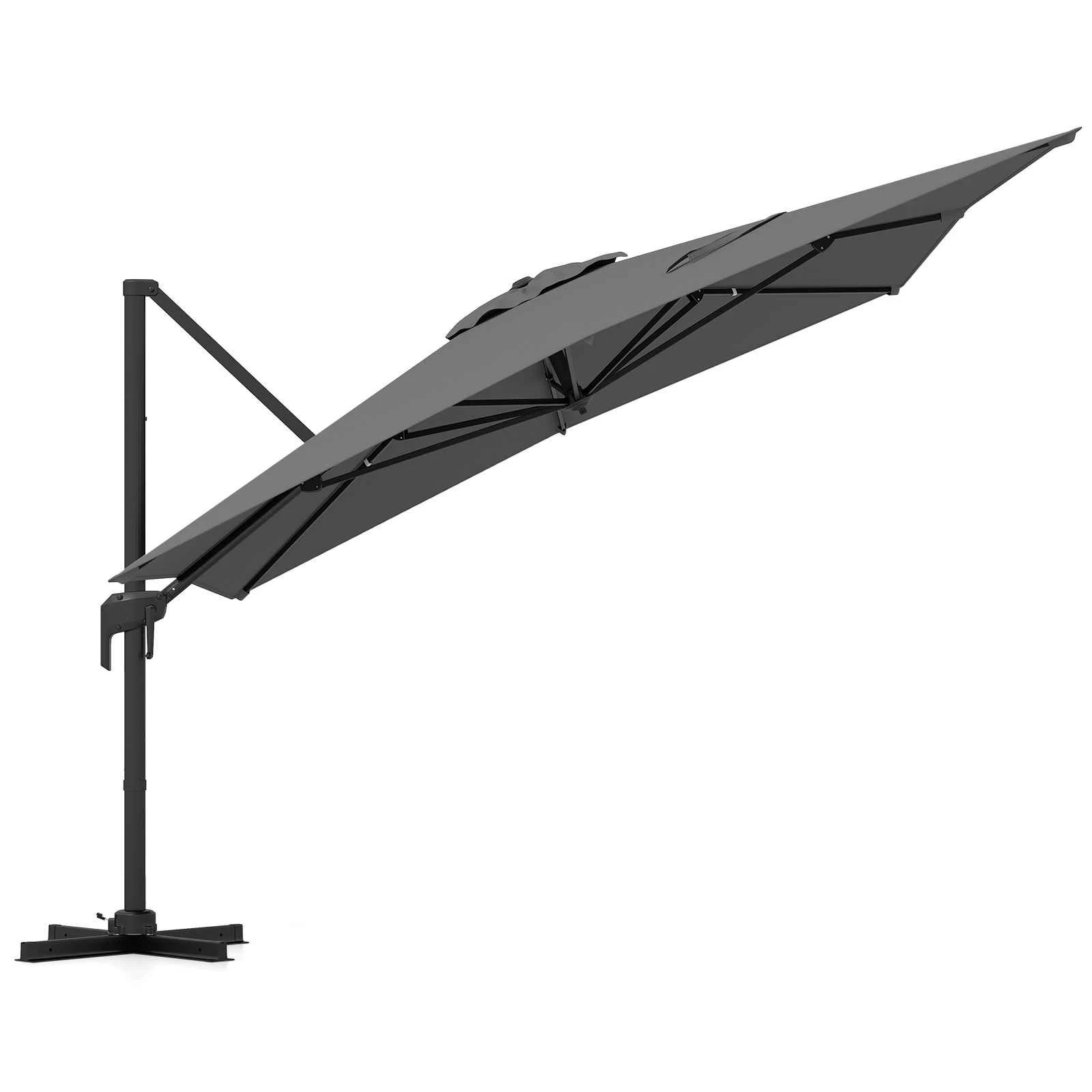 1 Costway 300x390cm Cantilever Patio Umbrella Offset 5 Tilt 360°Rotate Crank Lift Double Top - Grey, 1 of 1