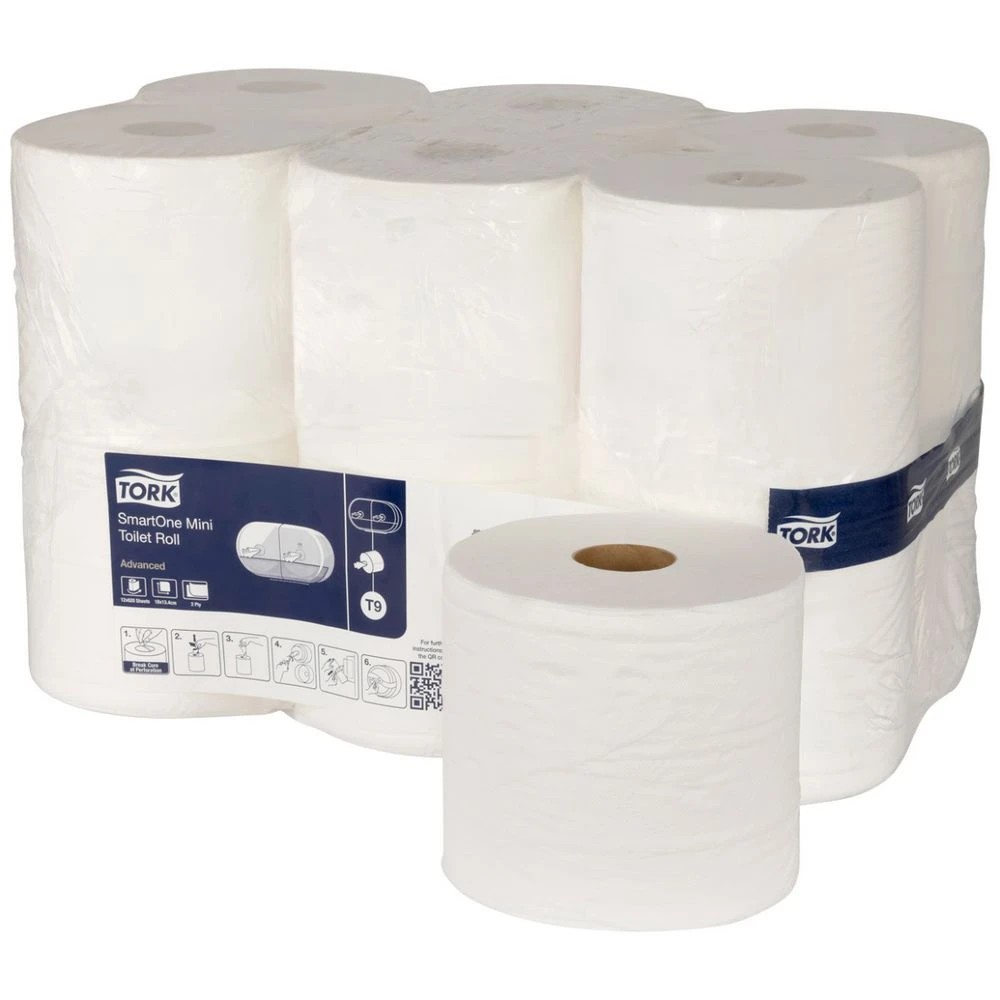 1 Tork SmartOne T9 Mini Toilet Rolls 32 x 12 Pack, 1 of 2