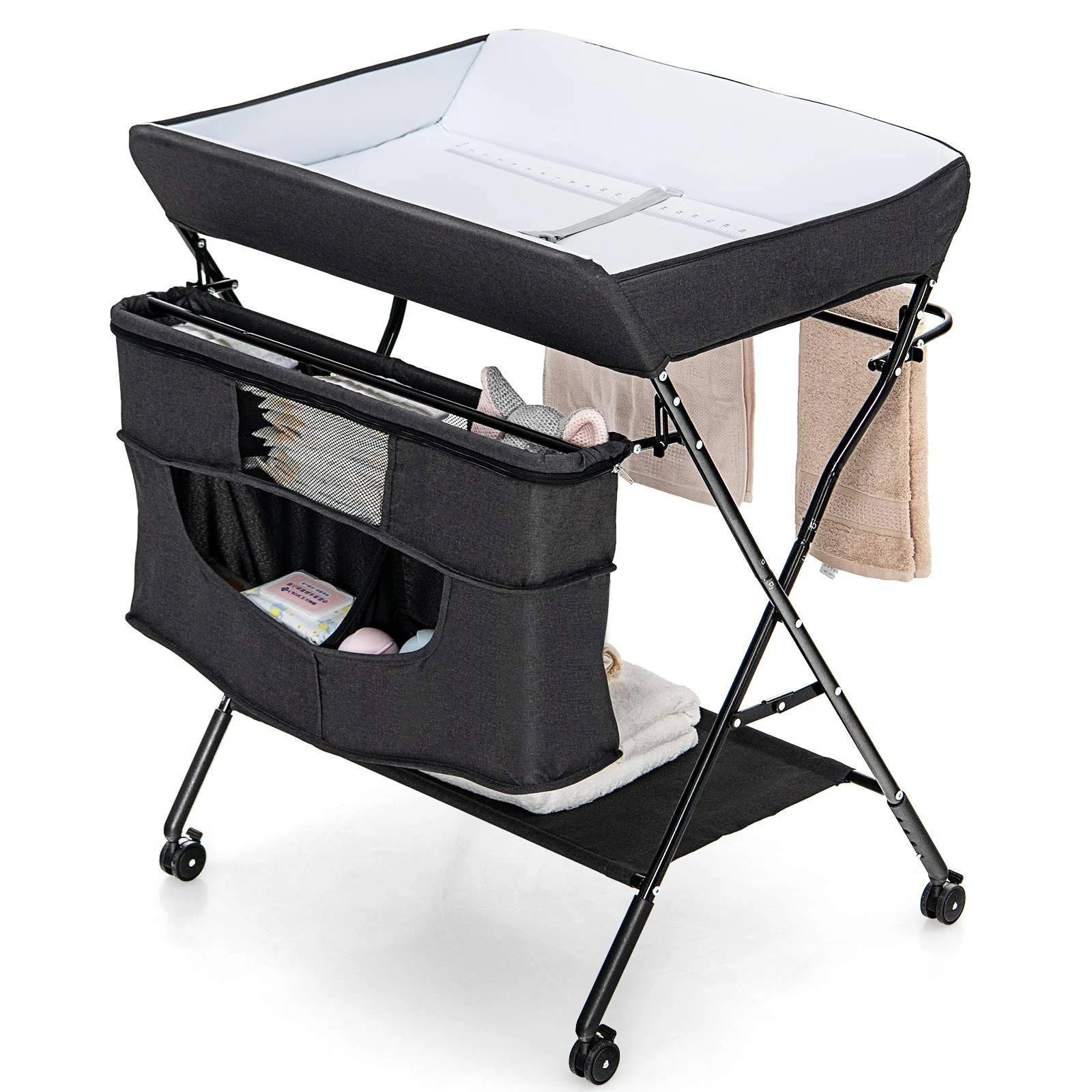 1 Costway Folding Changing Table Water-Proof Diaper Station - Black, 1 of 1