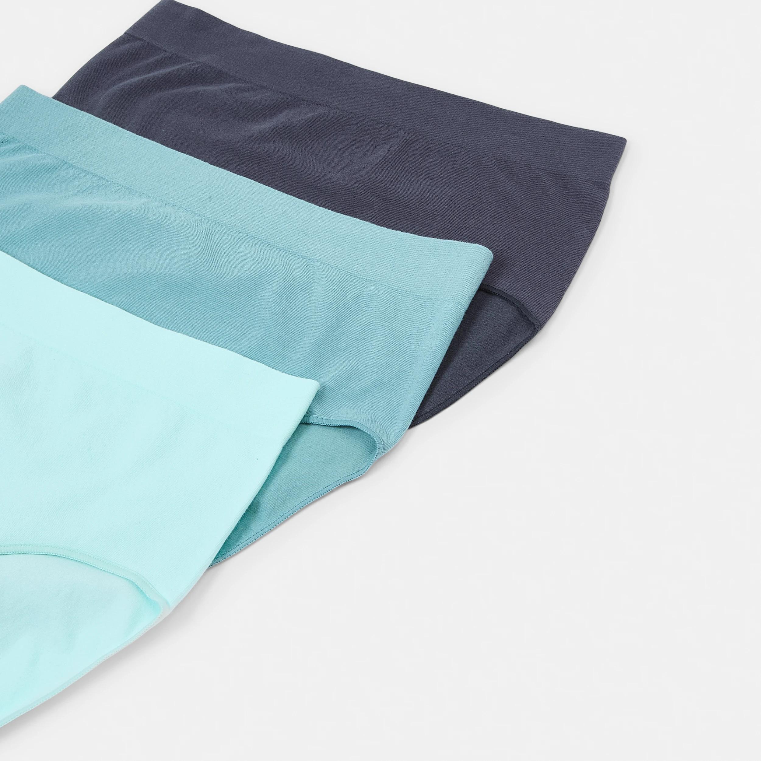 2 3 Pack Seamfree Cotton Full Briefs WASHED SLATE, SEAGRASS BLUE, BRIGHT TURQUOISE, 2 of 8