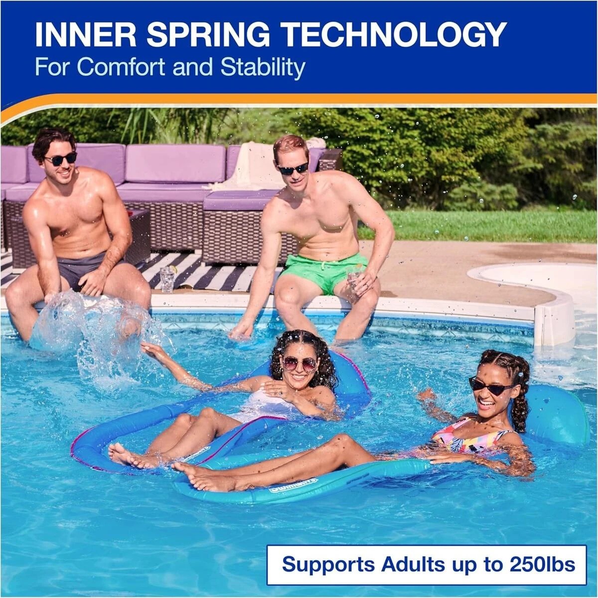 4 SwimWays Premium Spring Float Hammock - Sky Blue, 4 of 7