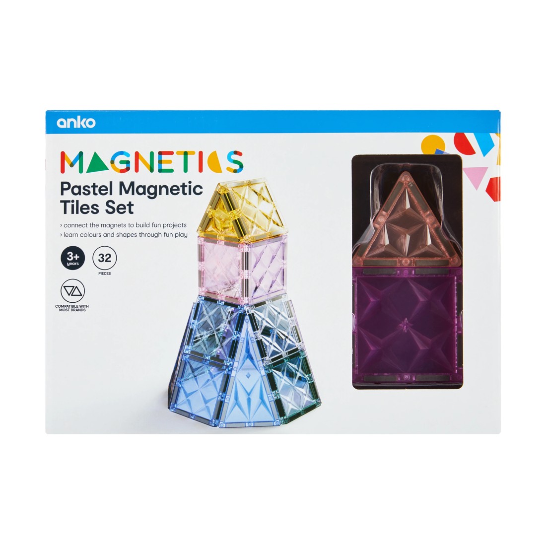 6 32 Piece Pastel Magnetic Tiles Set, 6 of 7