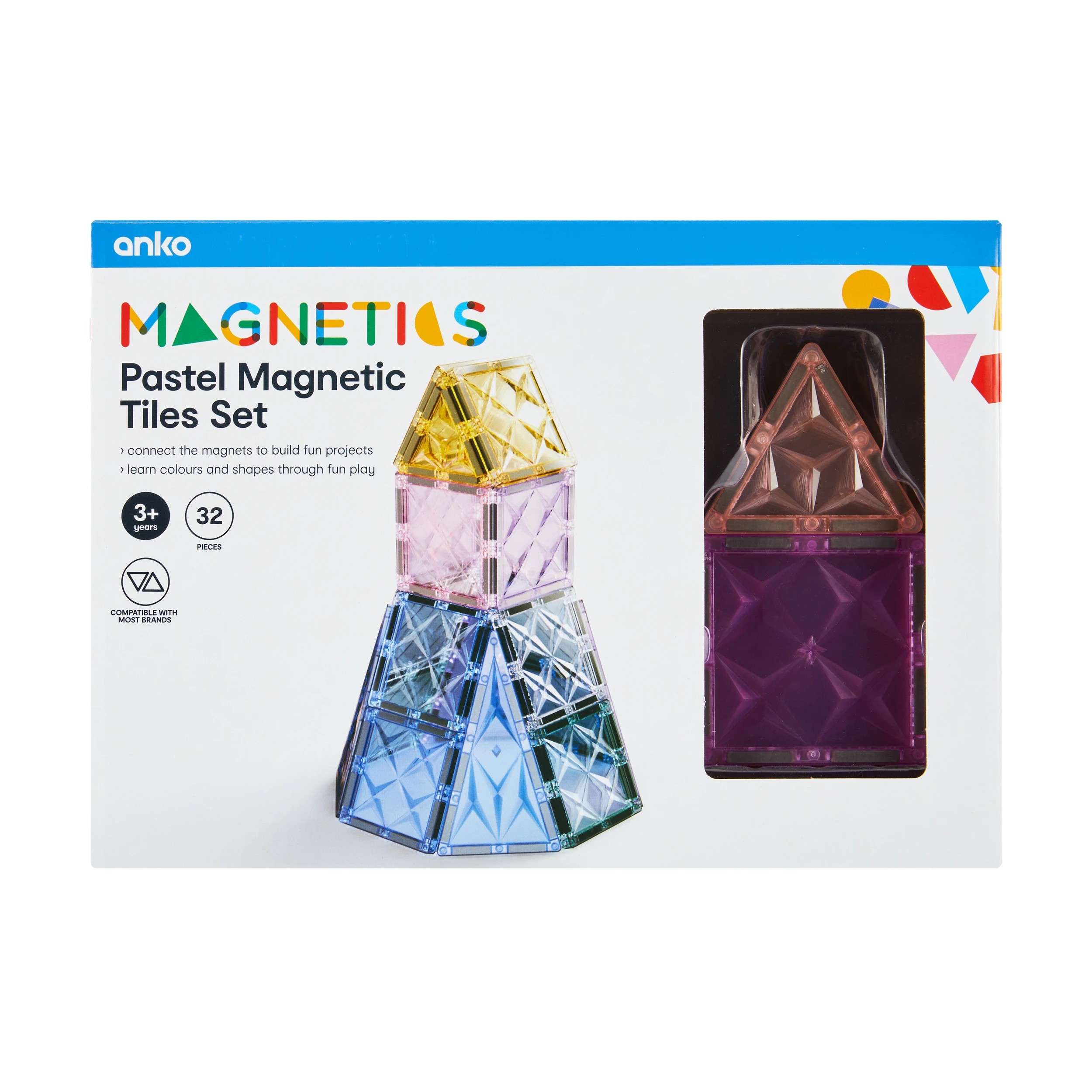 6 32 Piece Pastel Magnetic Tiles Set, 6 of 7