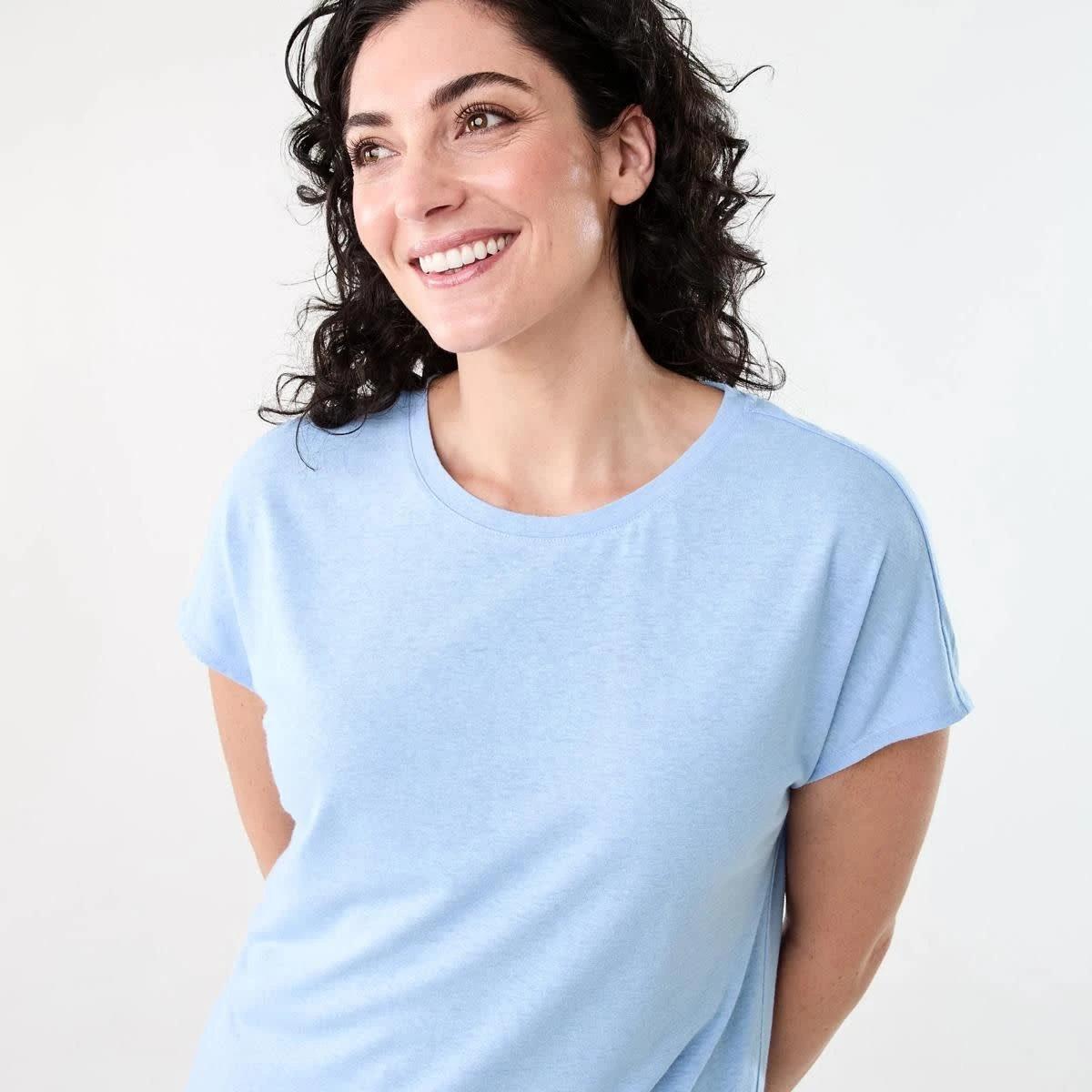 4 Short Sleeve Linen Blend Extended Sleeve Top BRUNI BLUE, 4 of 6