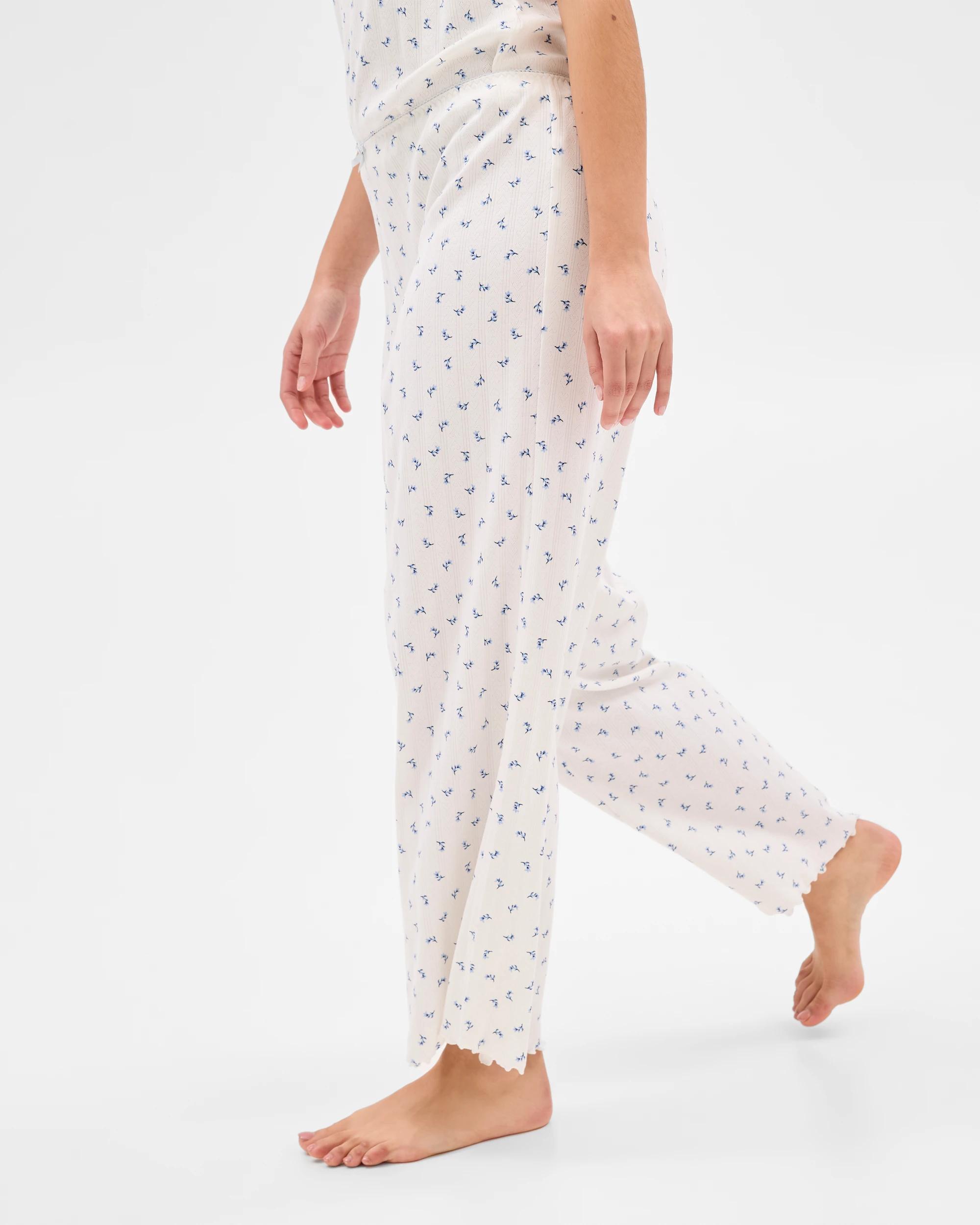 7 Target Womens Australian Cotton Pointelle Sleep Pants DITSY BLUE/WHITE, 7 of 7