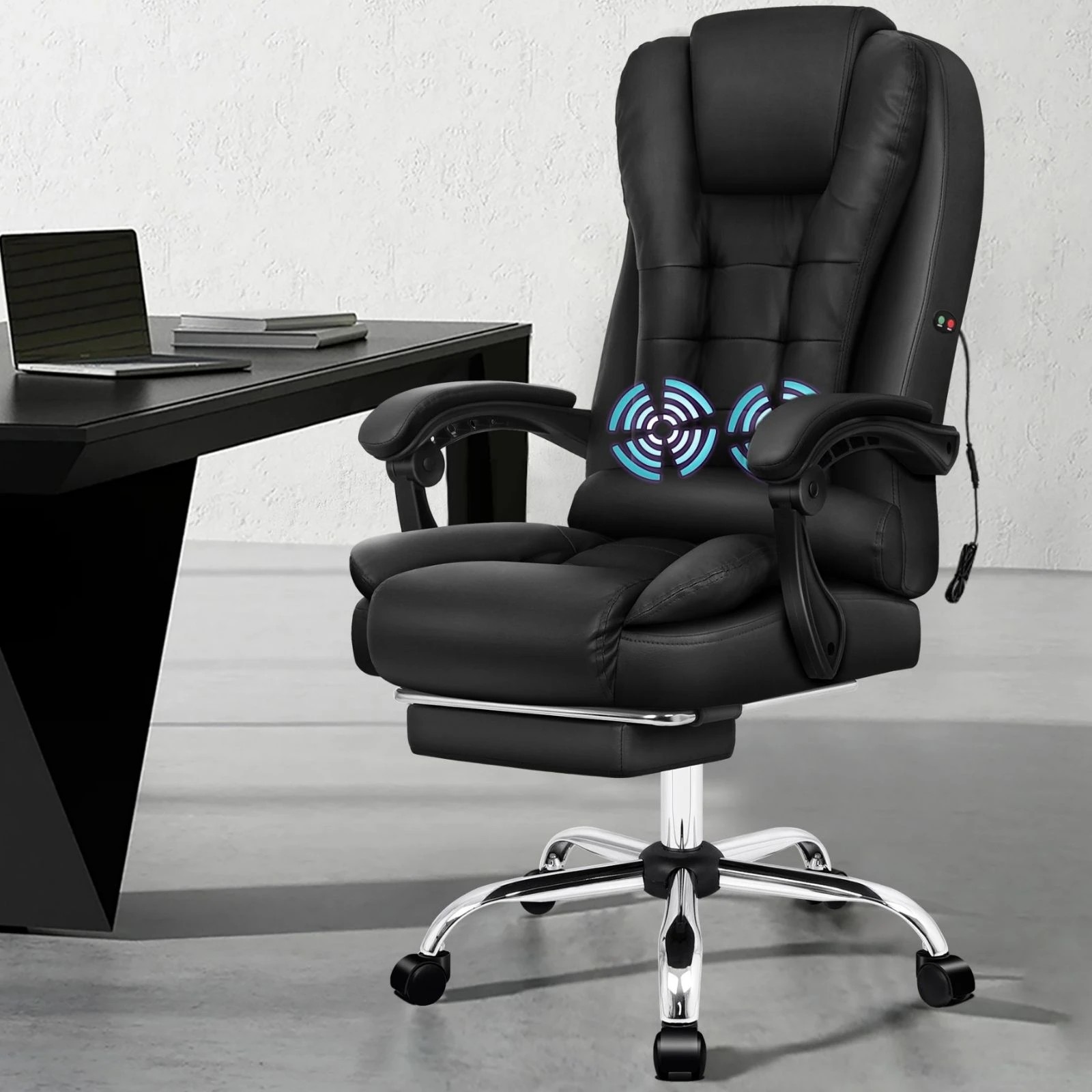 5 Alfordson Massage Office Chair Executive Seat Gaming PU Leather Computer Racer - Black, 5 of 10