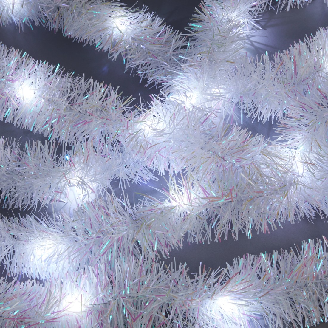 2 5m Light Up Iridescent Christmas Tinsel, 2 of 5