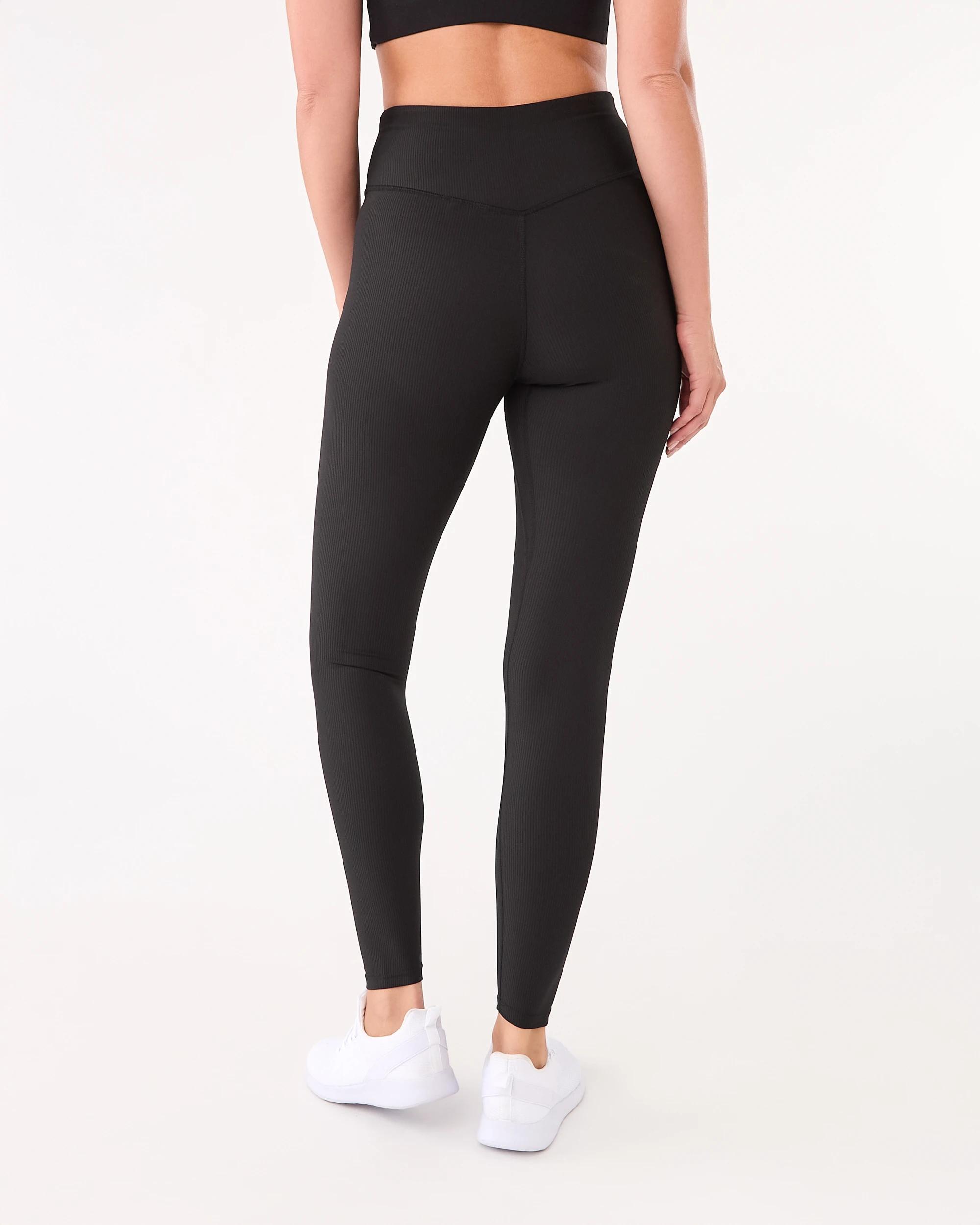 3 Active Womens Ribbed Leggings Black, 3 of 5