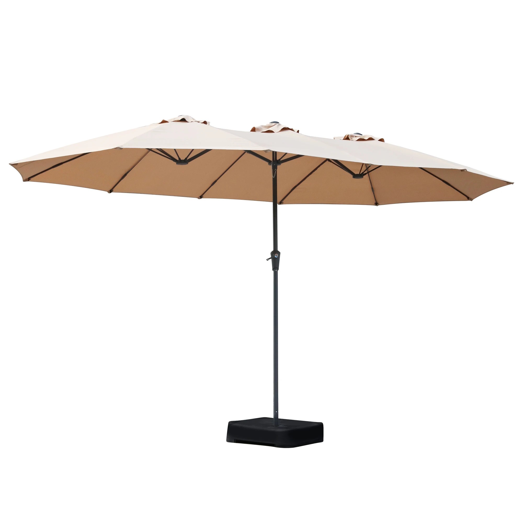 1 Centra 4.5x2.6M Outdoor Double Large Patio Umbrella with Base - Beige, 1 of 9
