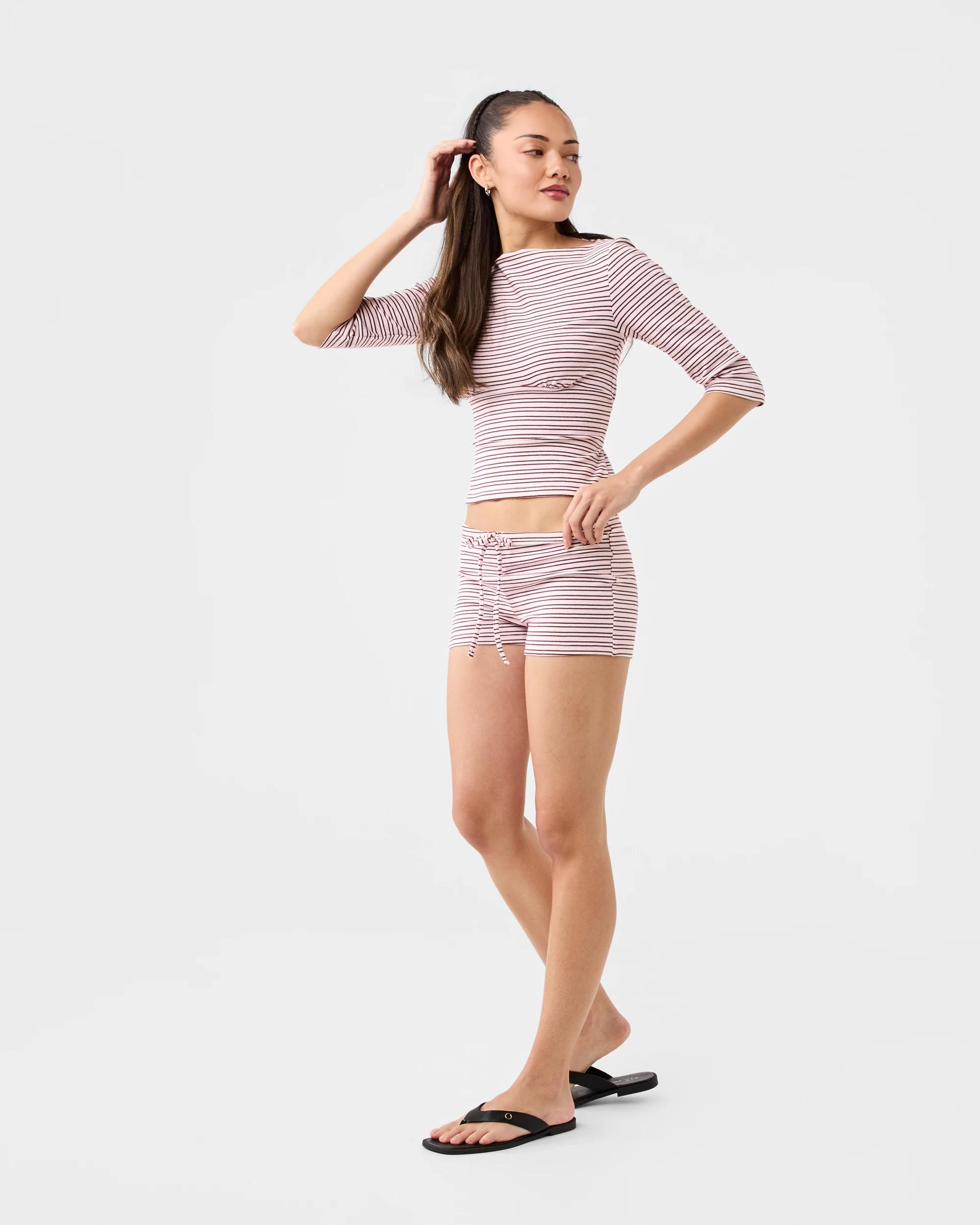 3 Mini Stripe Shorts Beet Strip, 3 of 6