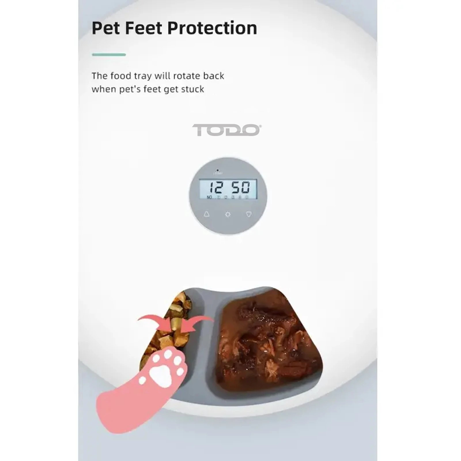 5 TODO Automatic Pet Feeder 180ml x6 Meal Digital Lcd Dog Cat Food Bowl Timer White, 5 of 8