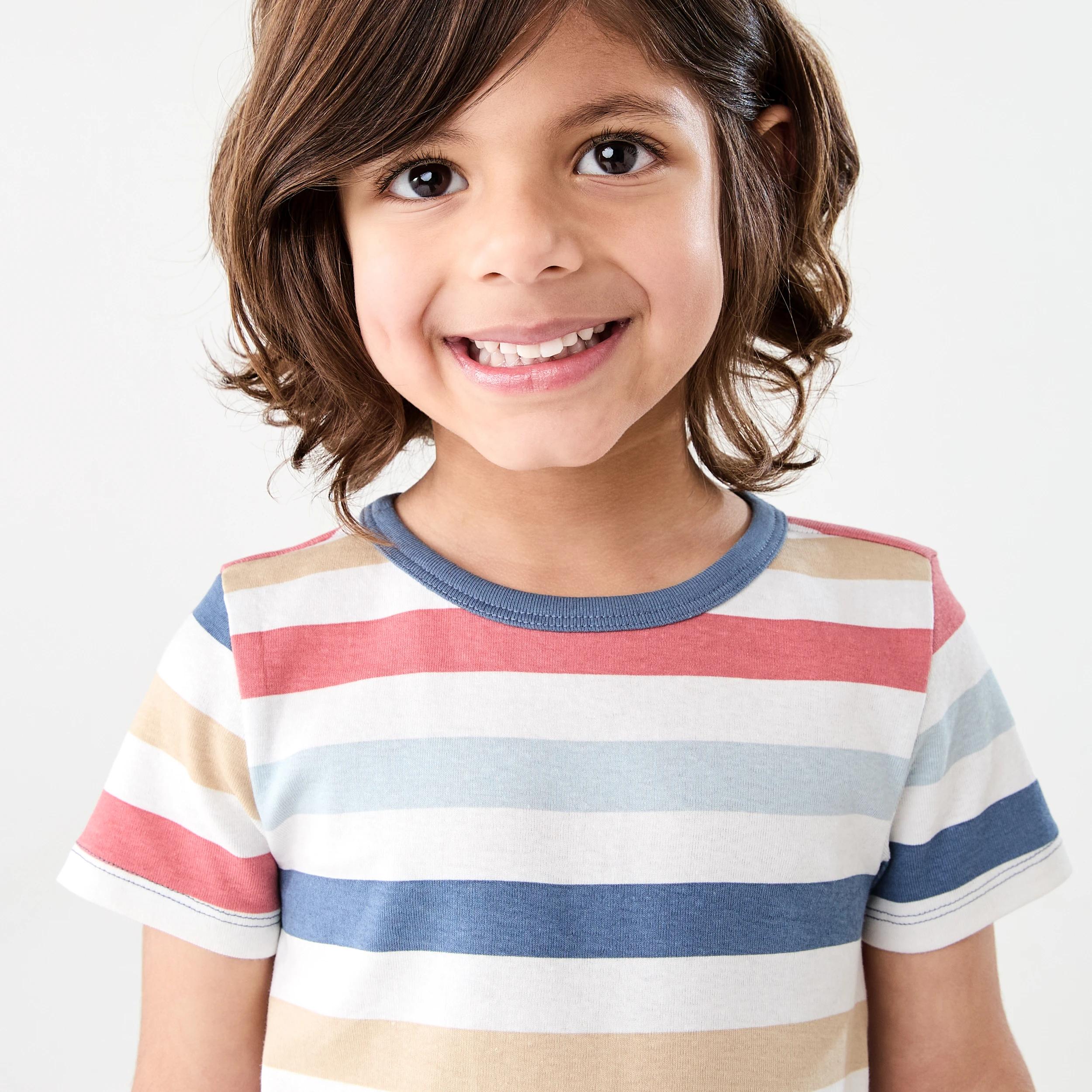 3 Short Sleeve Skinny Rib Pyjama Set MULTICOLOUR STRIPE, 3 of 6