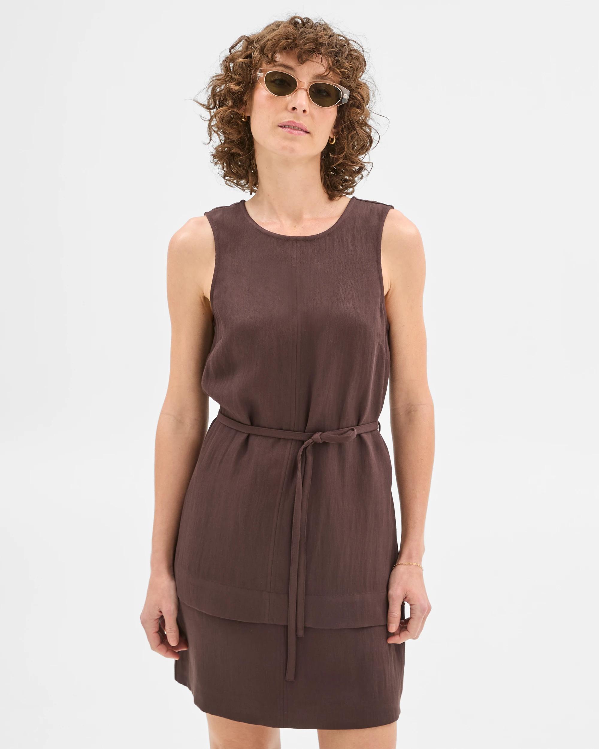 2 Summer Twill Seam Detail Mini Skirt - Preview BITTER CHOCOLATE, 2 of 5